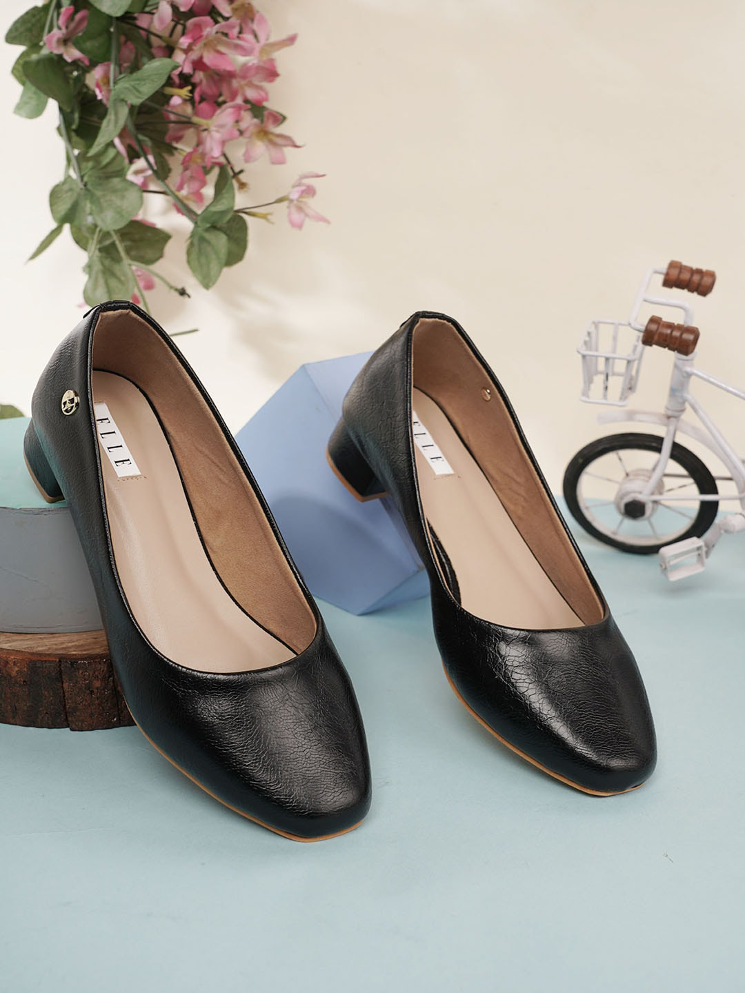 

ELLE Block Closed Back Pumps, Black