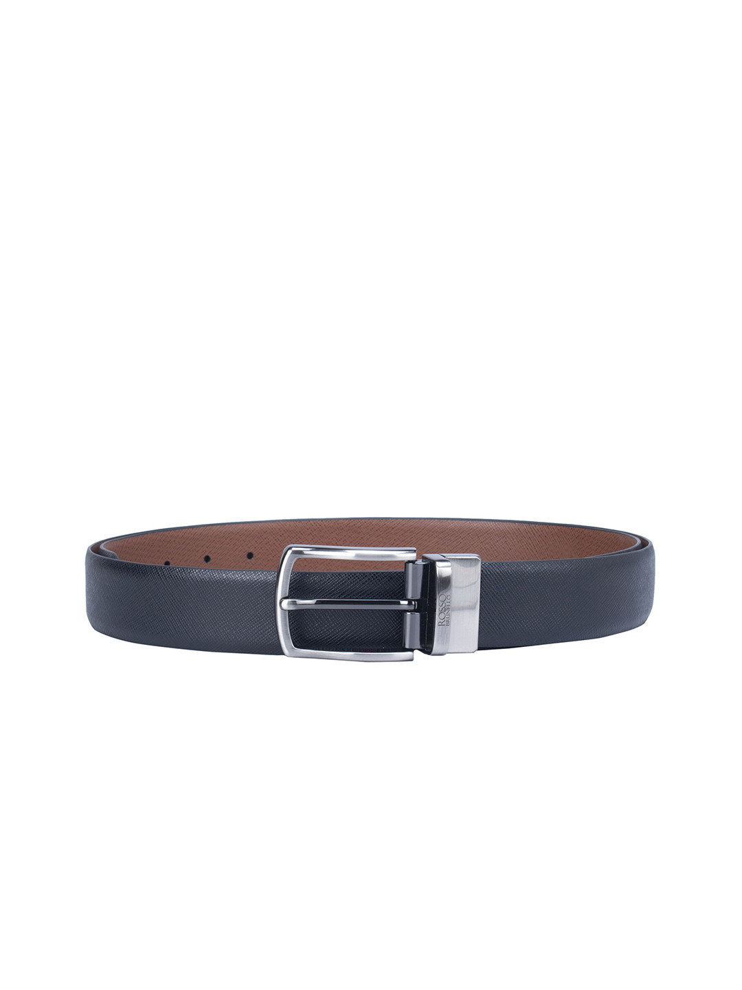 

ROSSO BRUNELLO Men Textured Leather Reversible Formal Belt, Black