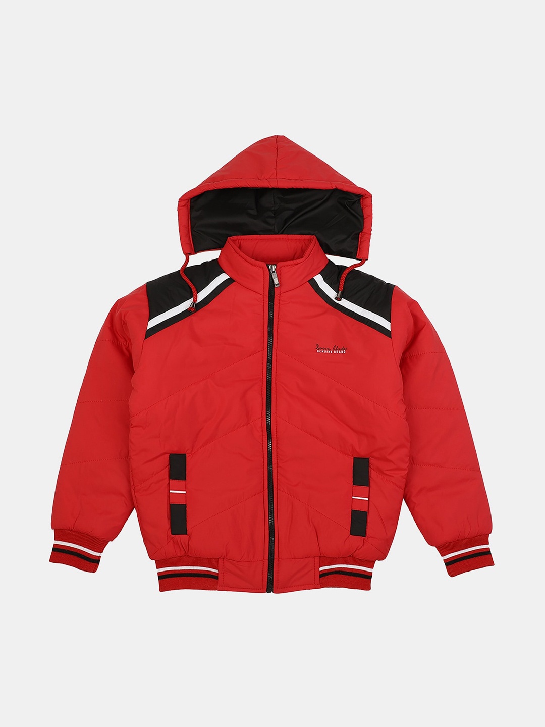 

V-Mart Boys Hooded Cotton Bomber Jacket, Red