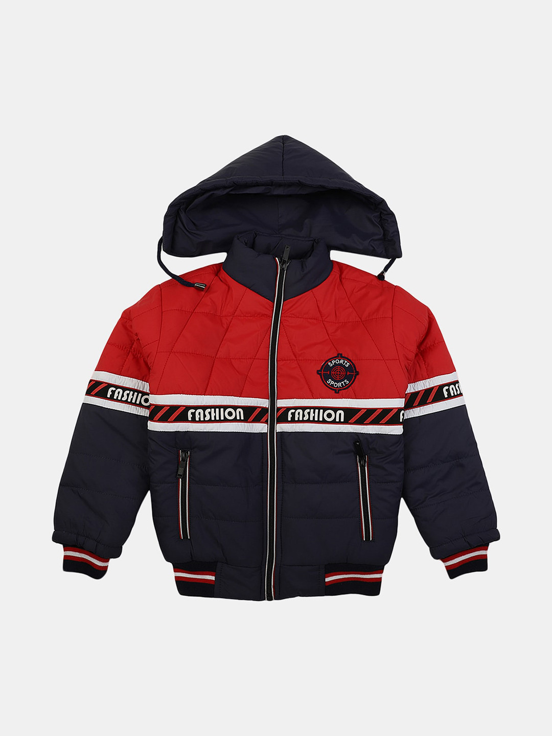 

V-Mart Boys Colourblocked Hooded Cotton Puffer Jacket, Navy blue