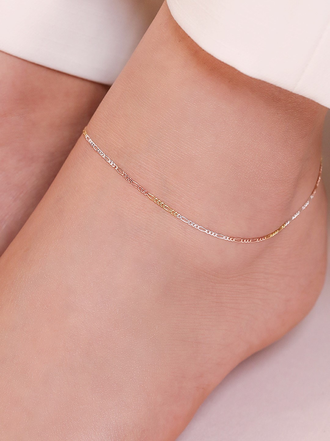 

Zavya 925 Sterling Silver Rhodium-Plated Anklet, Multi