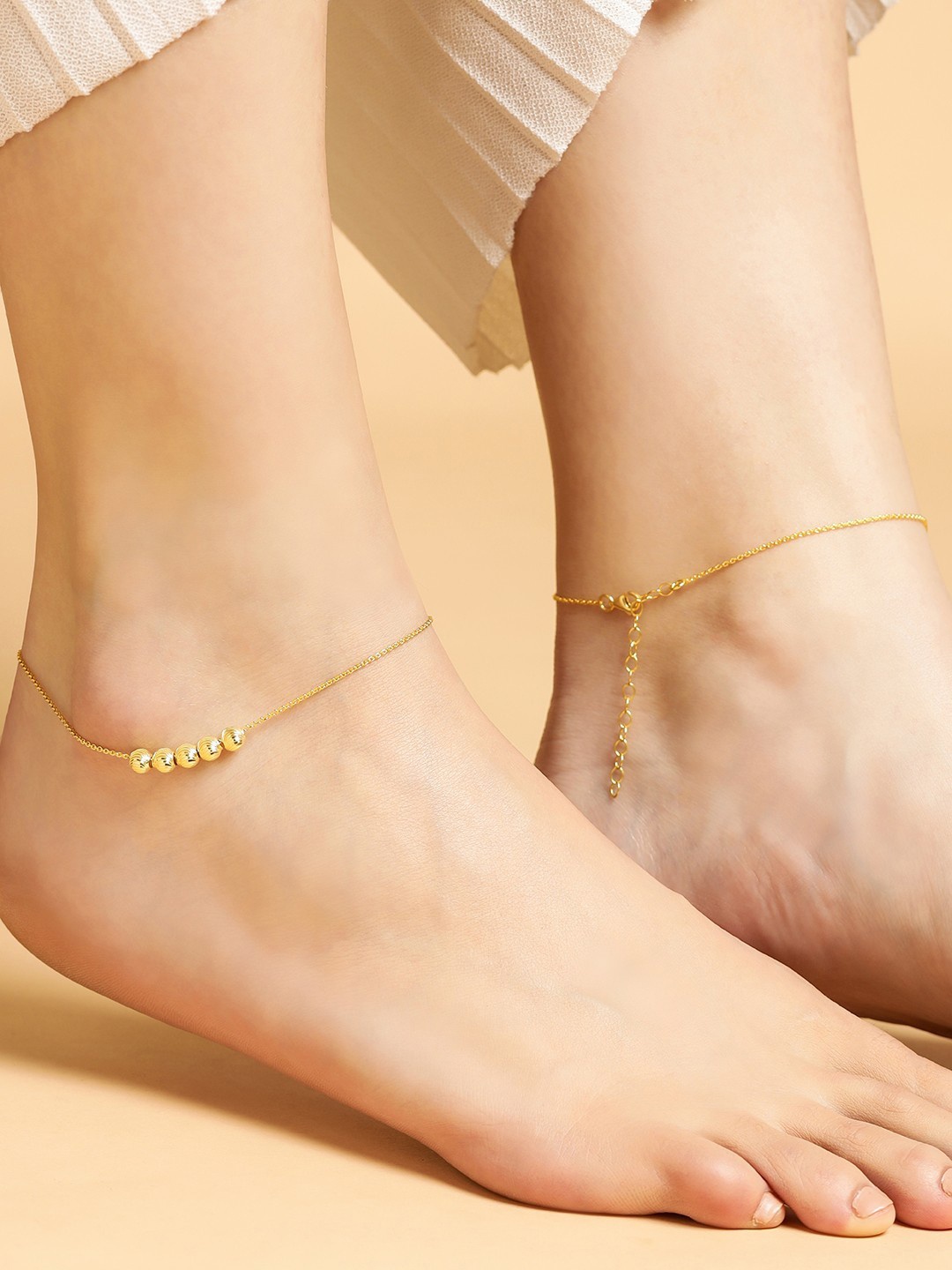 

Zavya Set Of 2 Gold-Plated 925 Sterling Silver Anklet