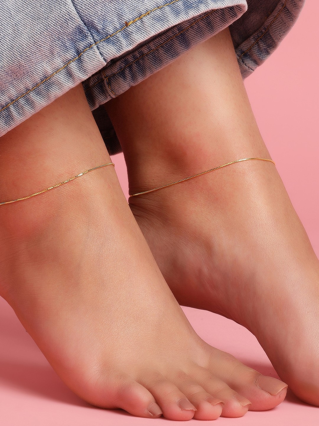 

Zavya Set Of 2 Gold-Plated 925 Sterling Silver Anklet