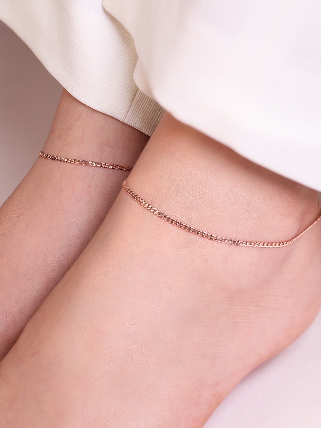 

Zavya Set Of 2 Rose Gold-Plated 925 Sterling Silver Anklet