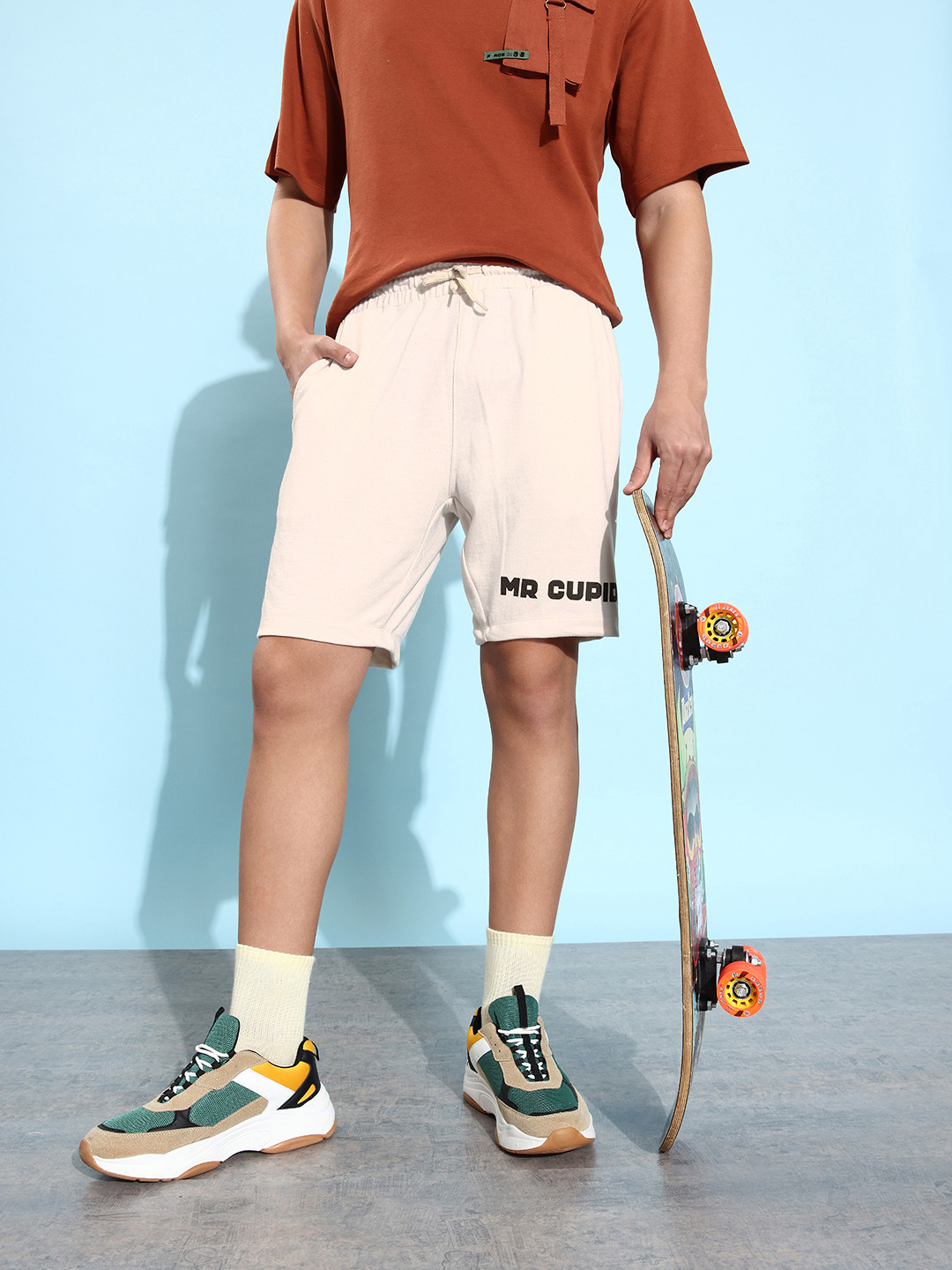 

Kook N Keech Men Beige Cream Typography Printed Love Is In The Air Cozy Shorts