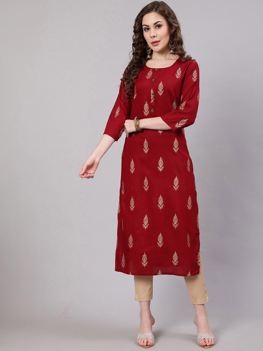

KALINI Paisley Embroidered Summer Sheers Kurta, Maroon