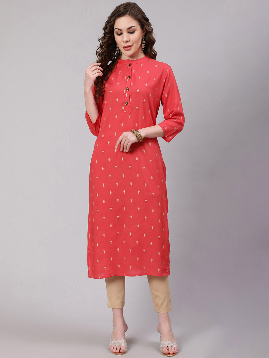 

KALINI Women Floral Printed Kurta, Peach