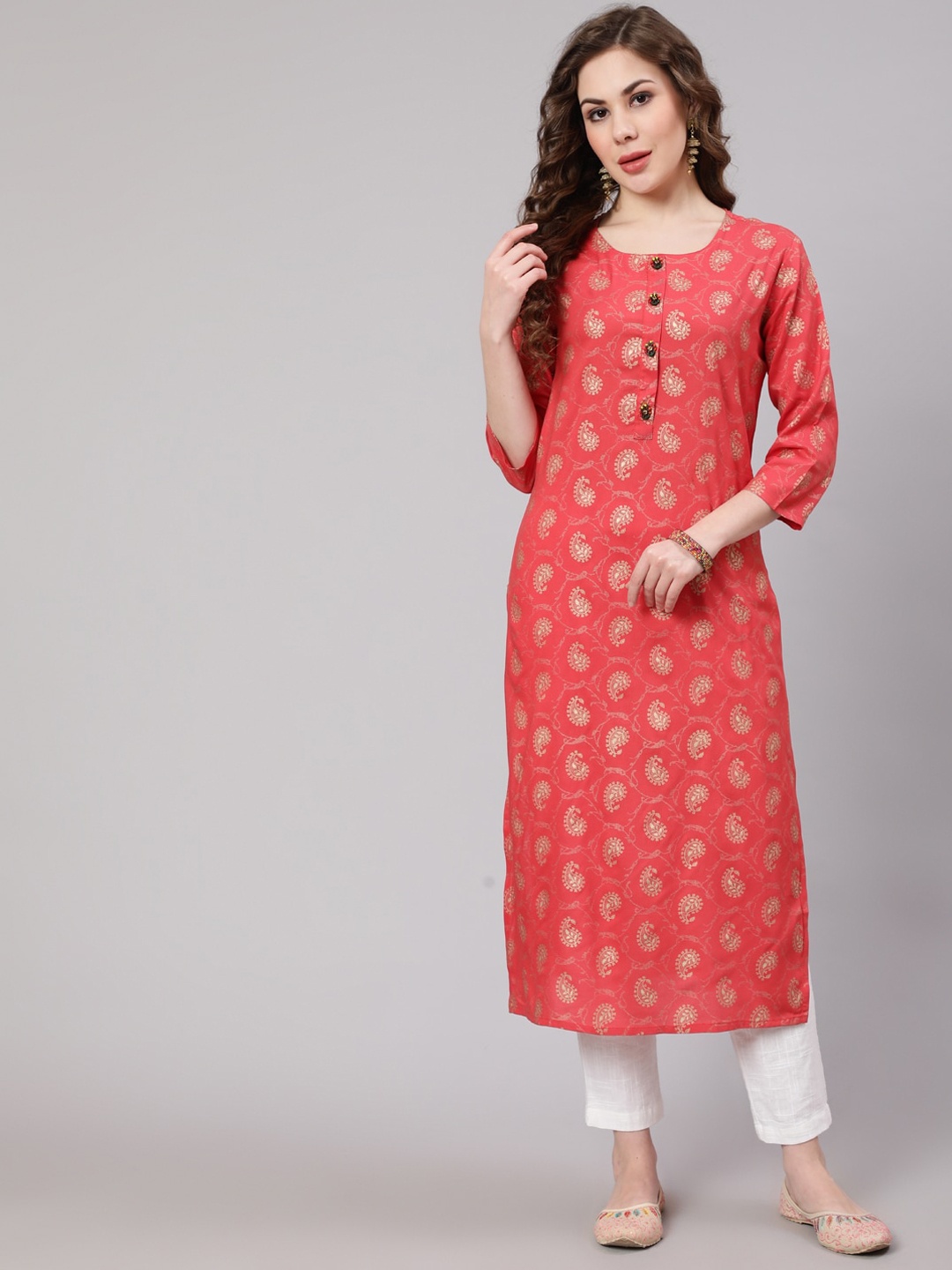 

KALINI Women Paisley Printed Kurta, Pink
