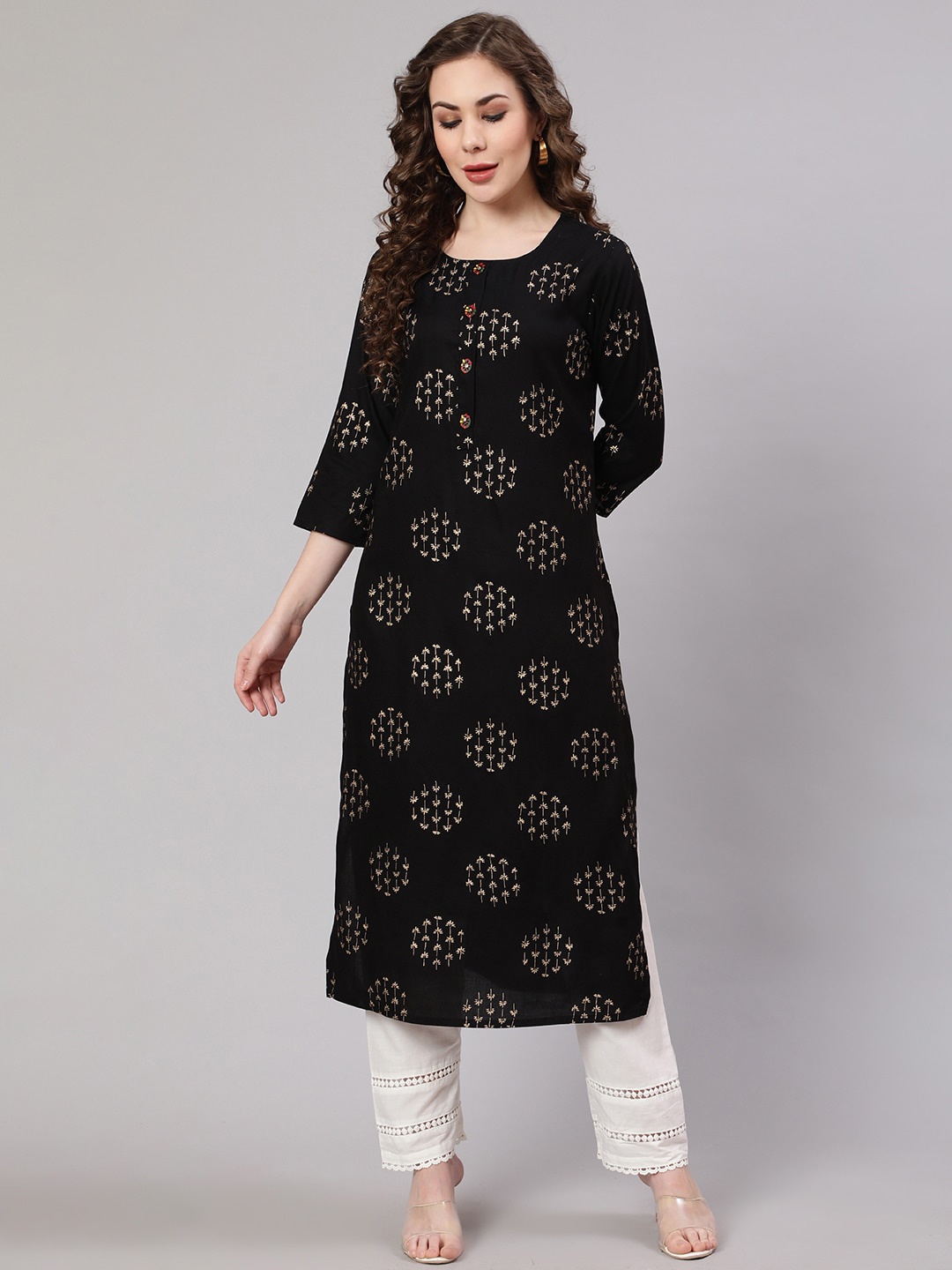 

KALINI Women Ethnic Motifs Printed Indie Prints Kurta, Black