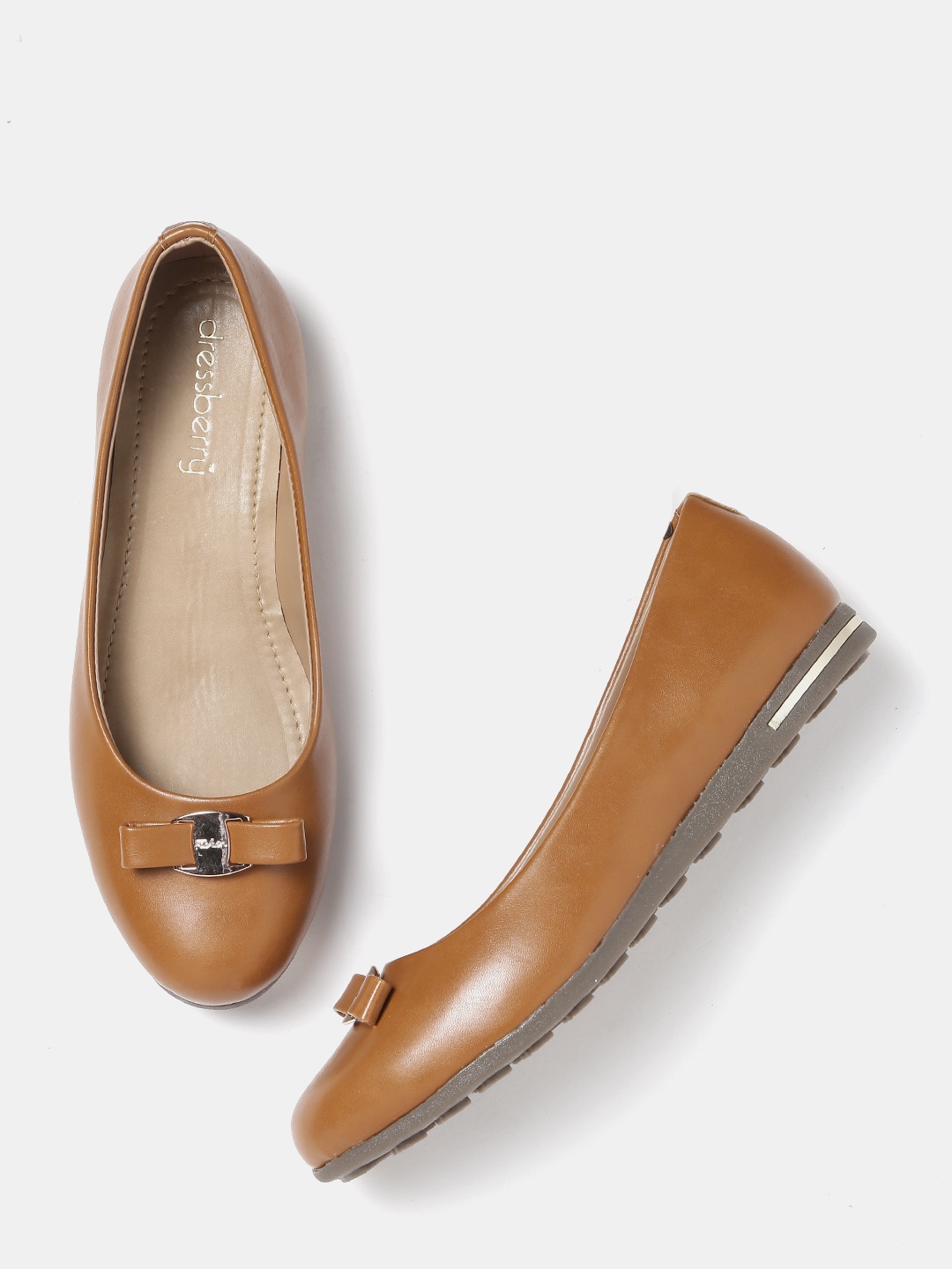 

DressBerry Women Brown Solid Ballerinas with Bow Detail