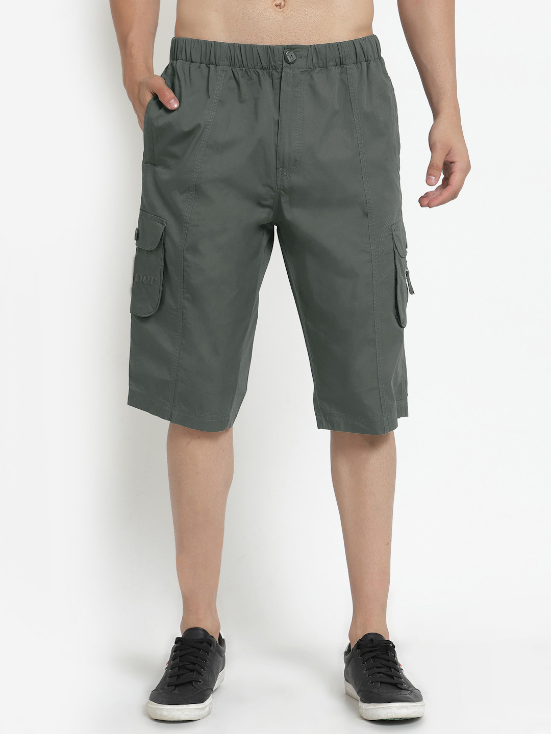 

SAPPER Men Slim Fit Cotton Cargo Shorts, Olive