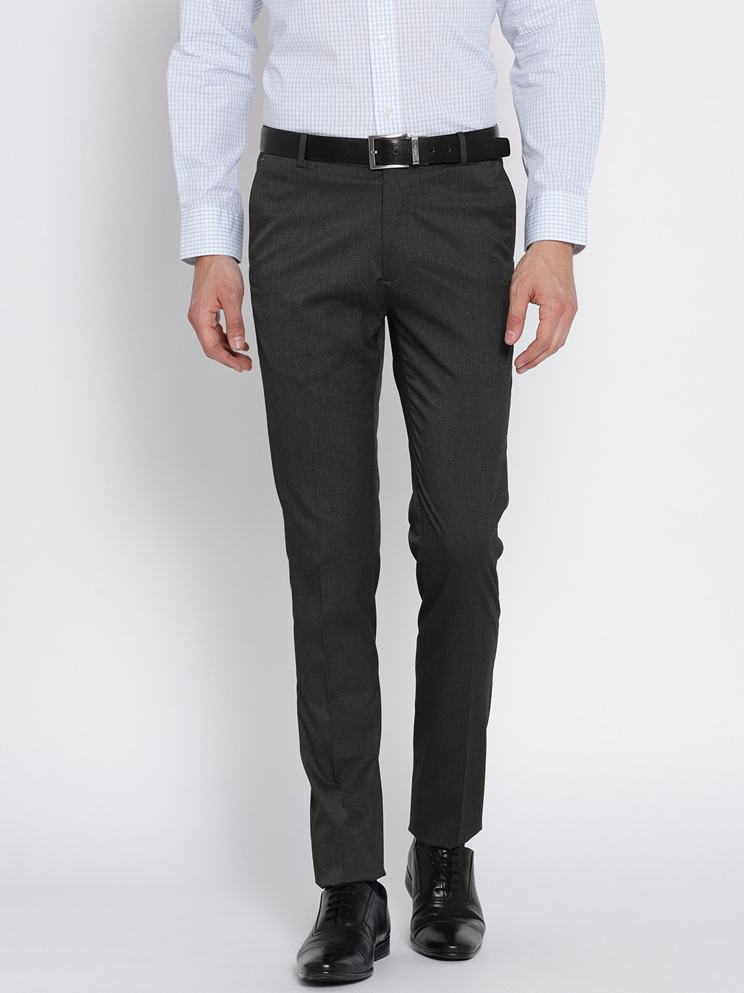 

Arrow New York Men Grey Super Slim Fit Solid Formal Trousers