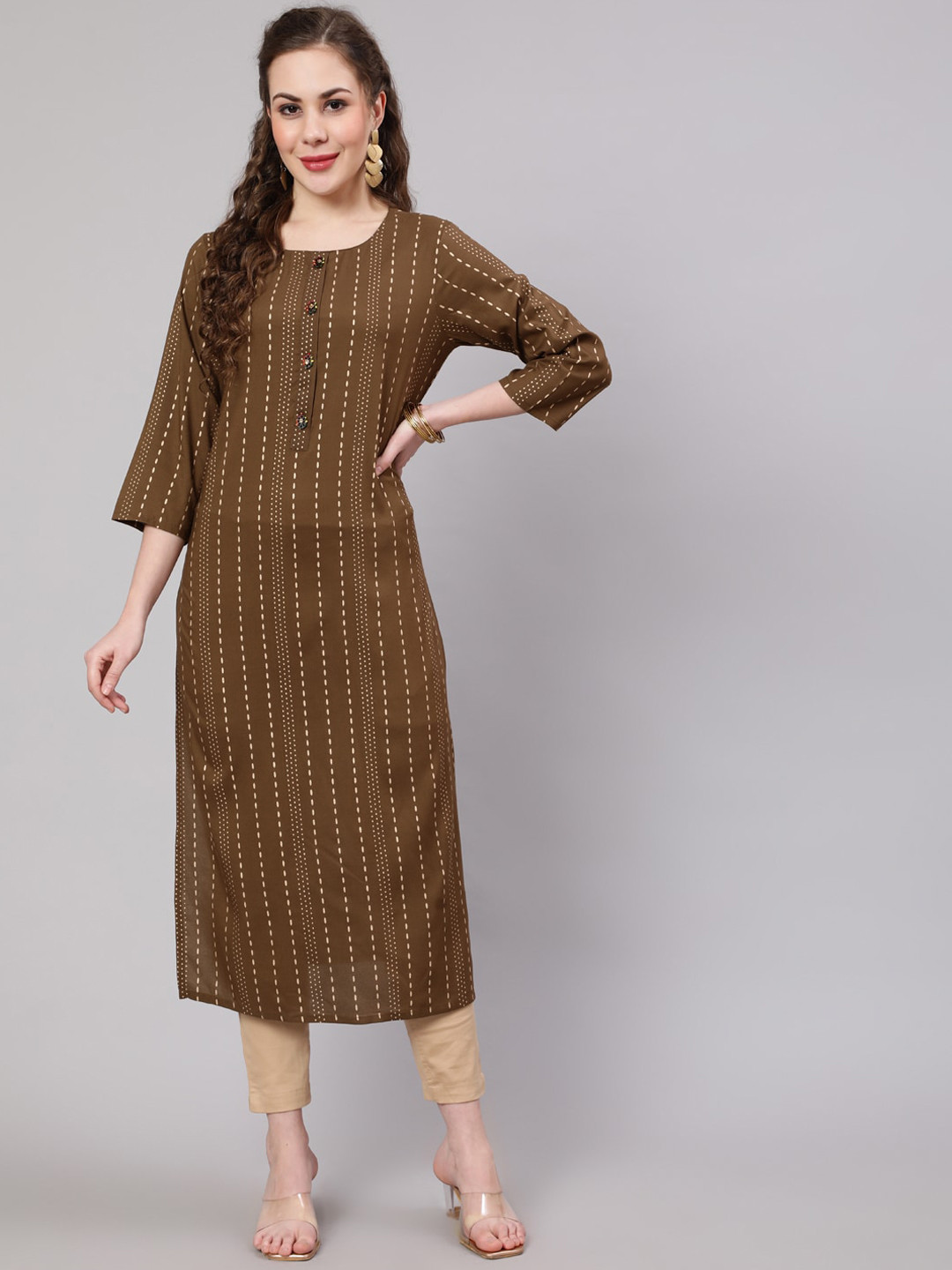 

Nehamta Striped Kurta, Brown