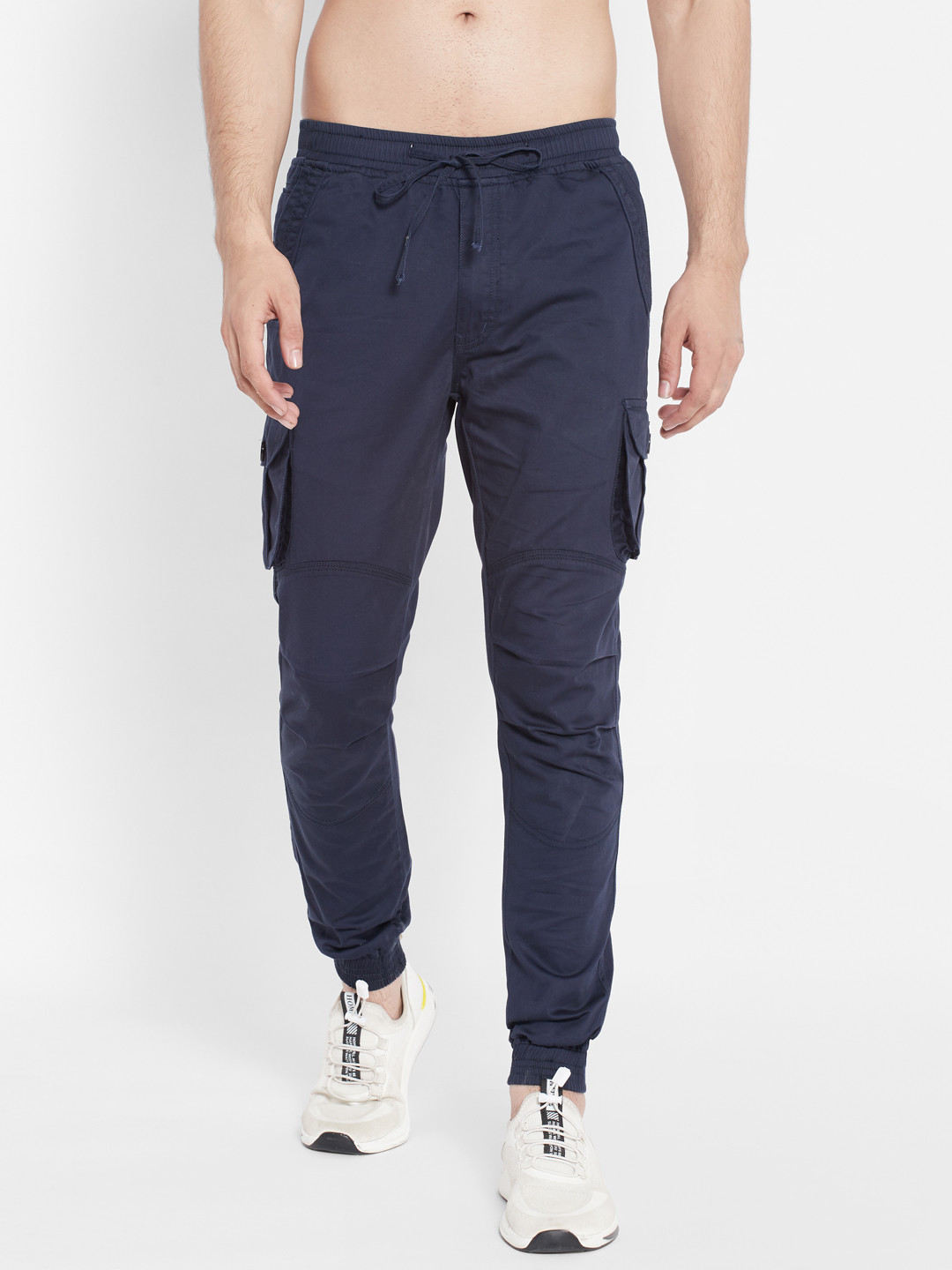 

SAPPER Men Slim Fit Cotton Joggers, Navy blue