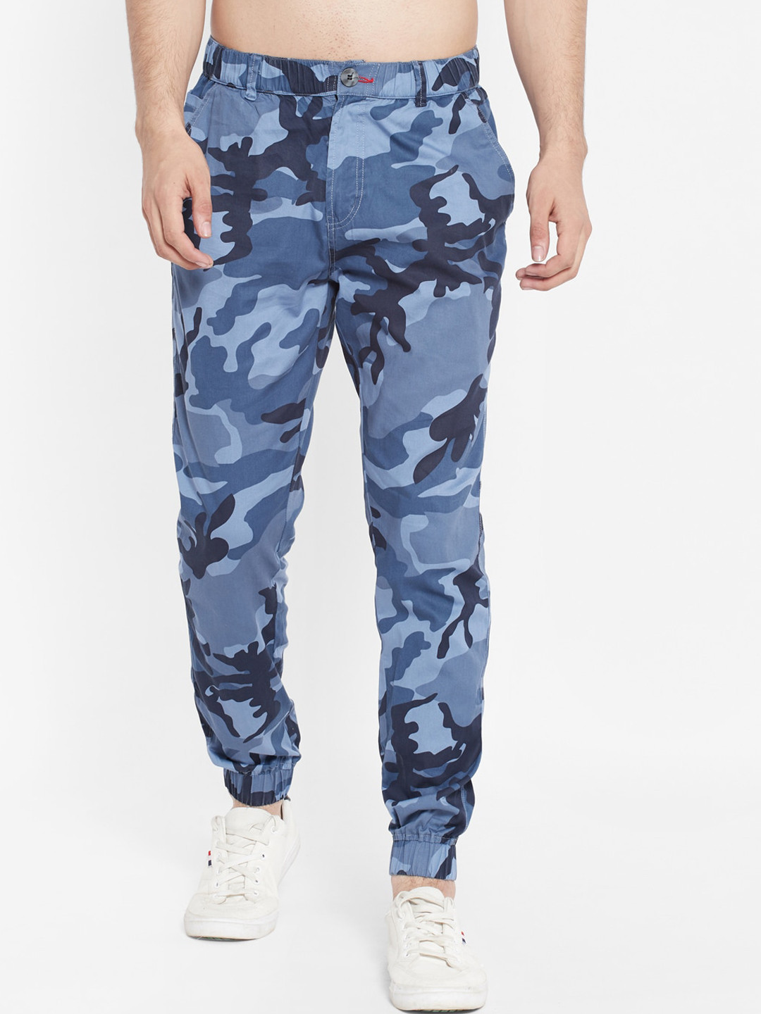

SAPPER Men Camouflage Printed Slim Fit Pure Cotton Joggers, Blue