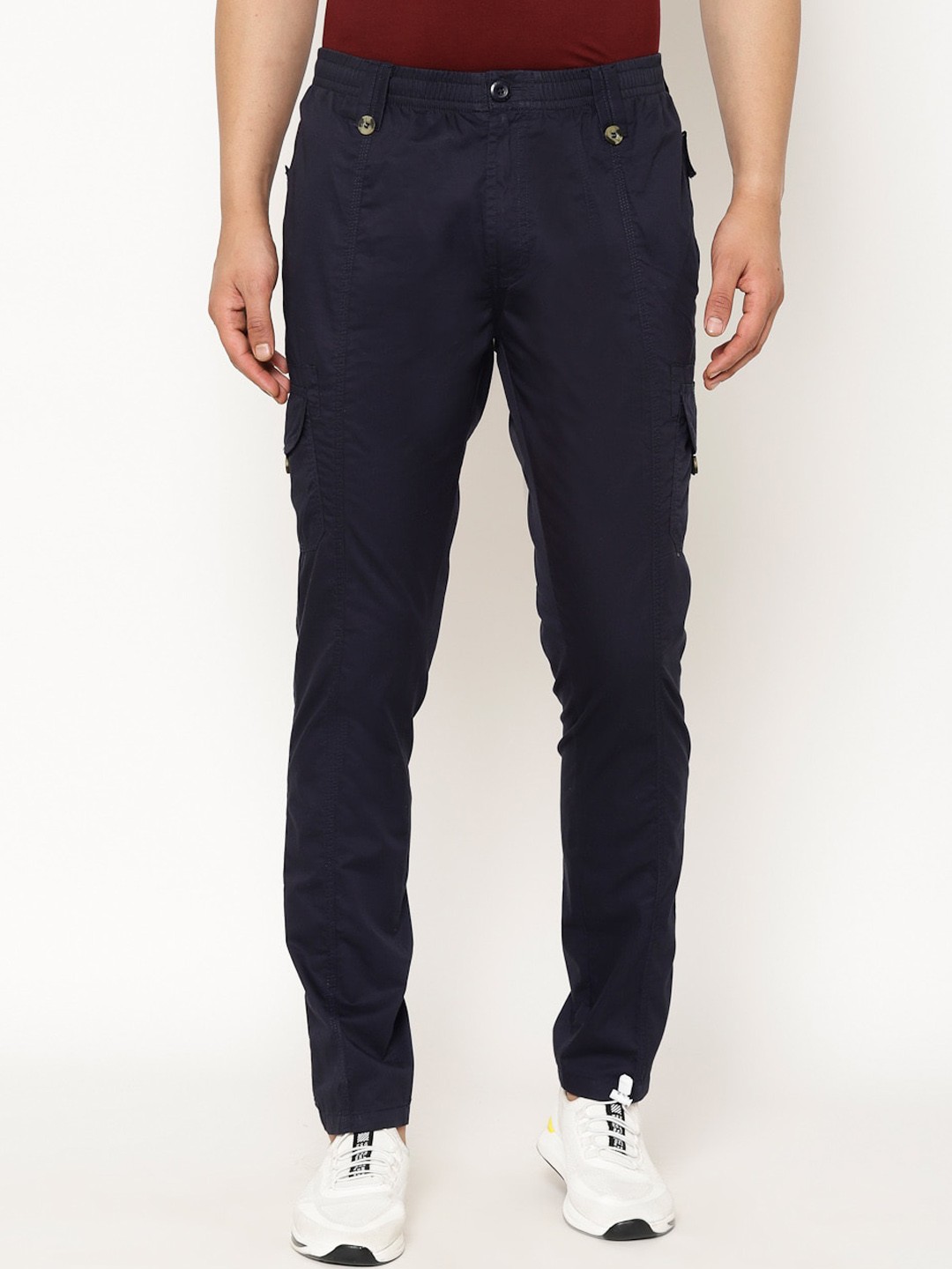 

SAPPER Men Slim Fit Cotton Cargos, Navy blue