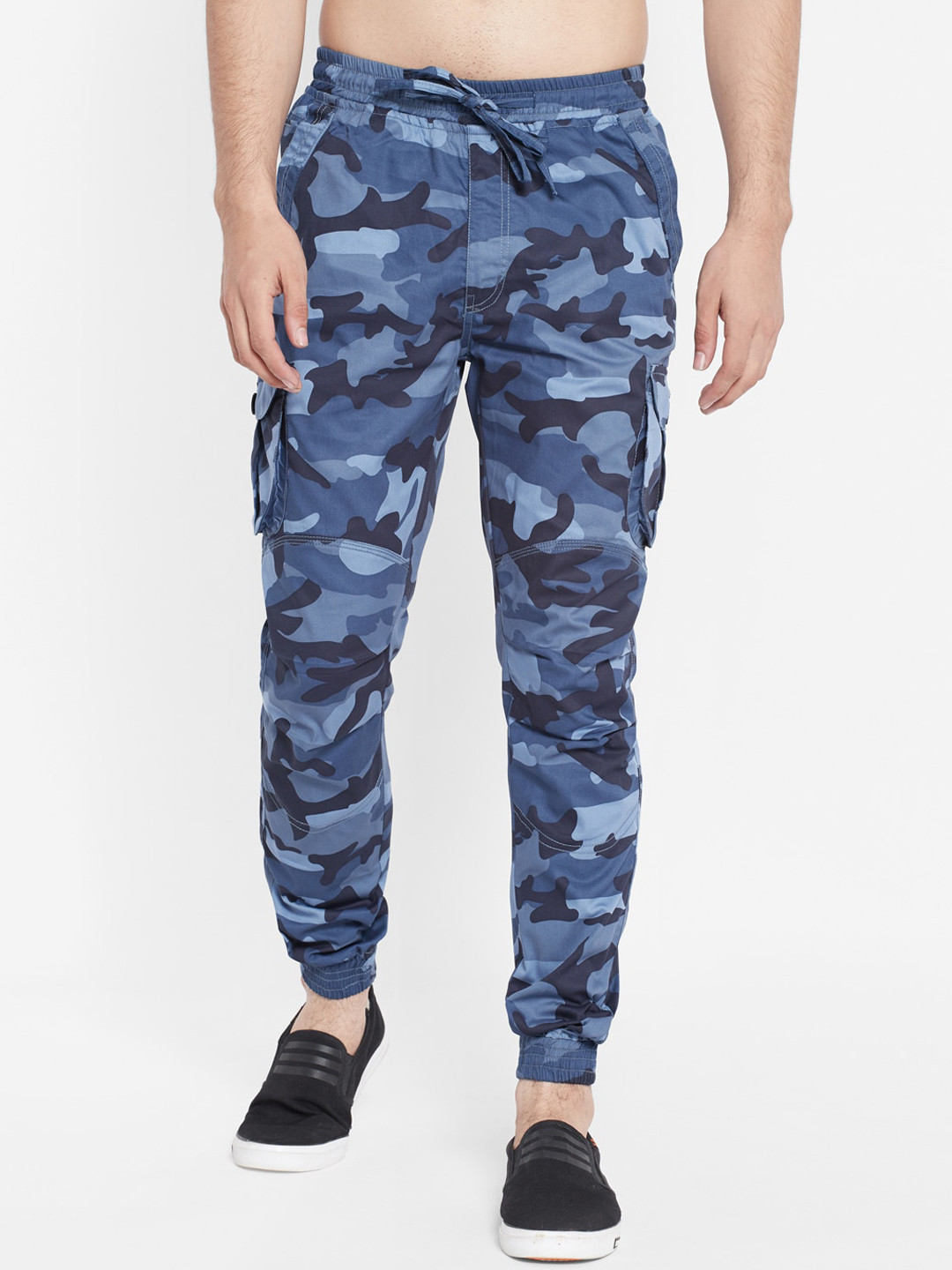 

SAPPER Men Camouflage Printed Slim Fit Cotton Cargos, Blue