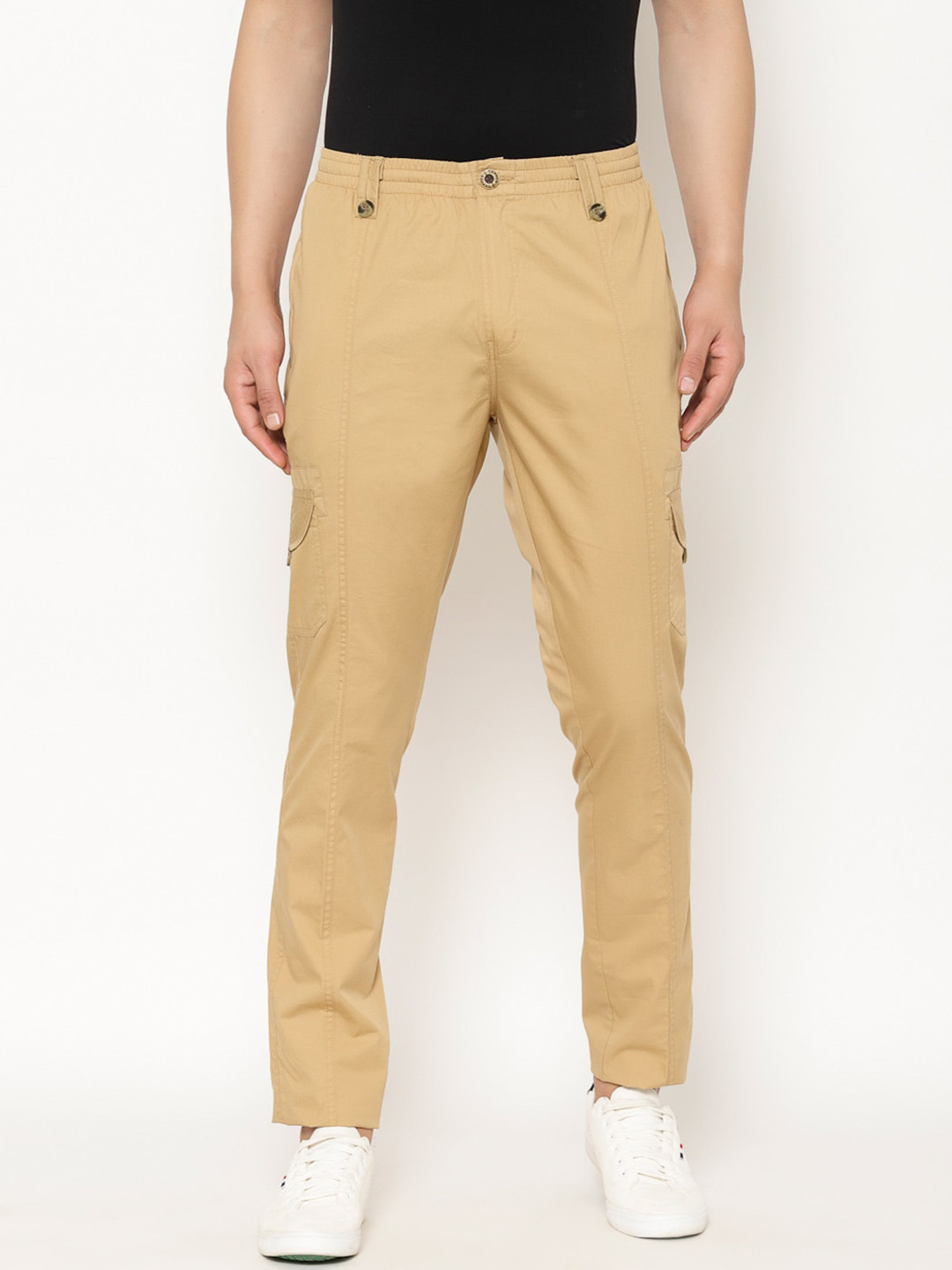 

SAPPER Men Slim Fit Cargos Cotton Trouser, Beige