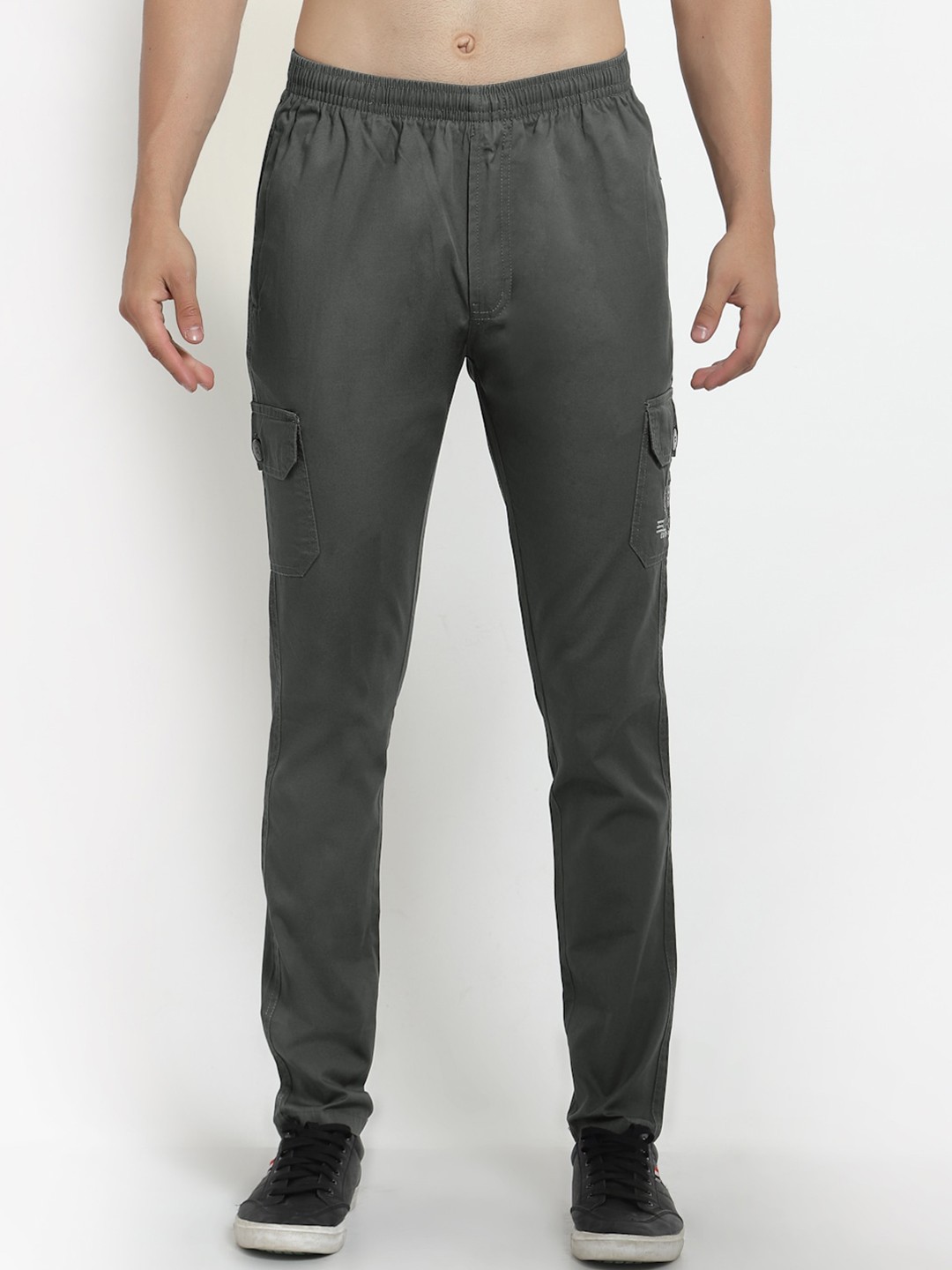 

SAPPER Men Cotton Slim Fit Cargos Trousers, Grey