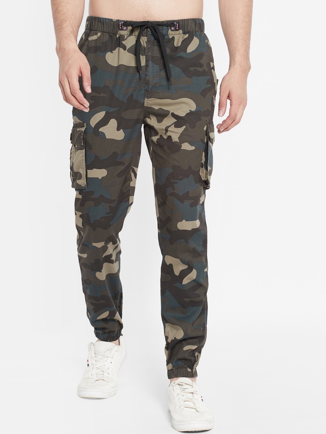 

SAPPER Men Camouflage Printed Pure Cotton Slim Fit Cargos Trousers, Multi