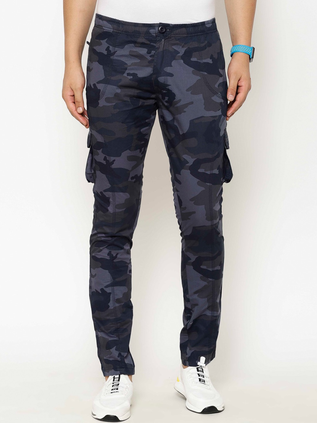 

SAPPER Men Camouflage Printed Cotton Cargo Trousers, Navy blue