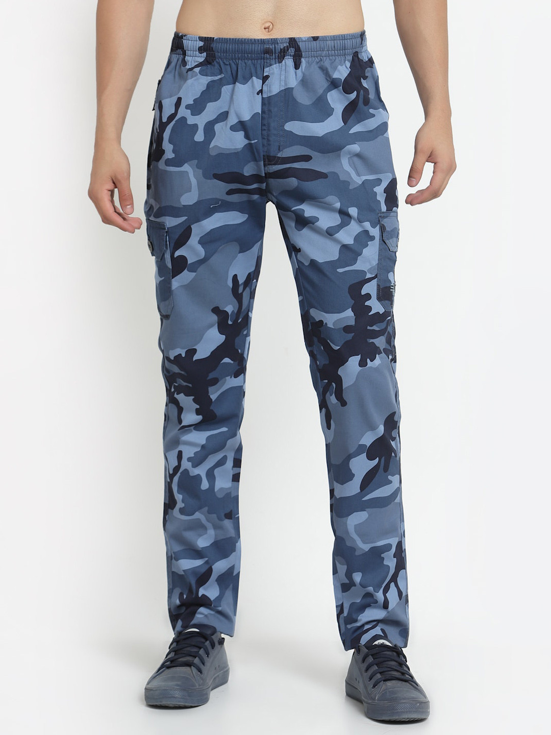 

SAPPER Men Camouflage Printed Cotton Cargos, Blue
