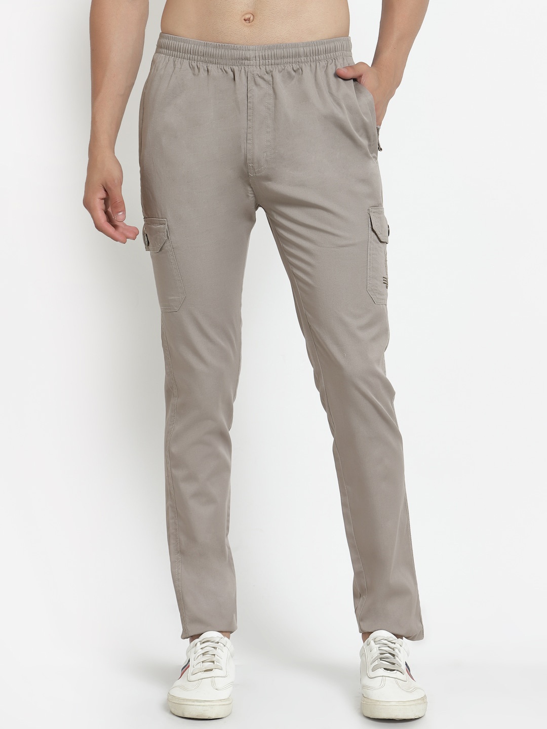 

SAPPER Men Slim Fit Cotton Cargos, Grey