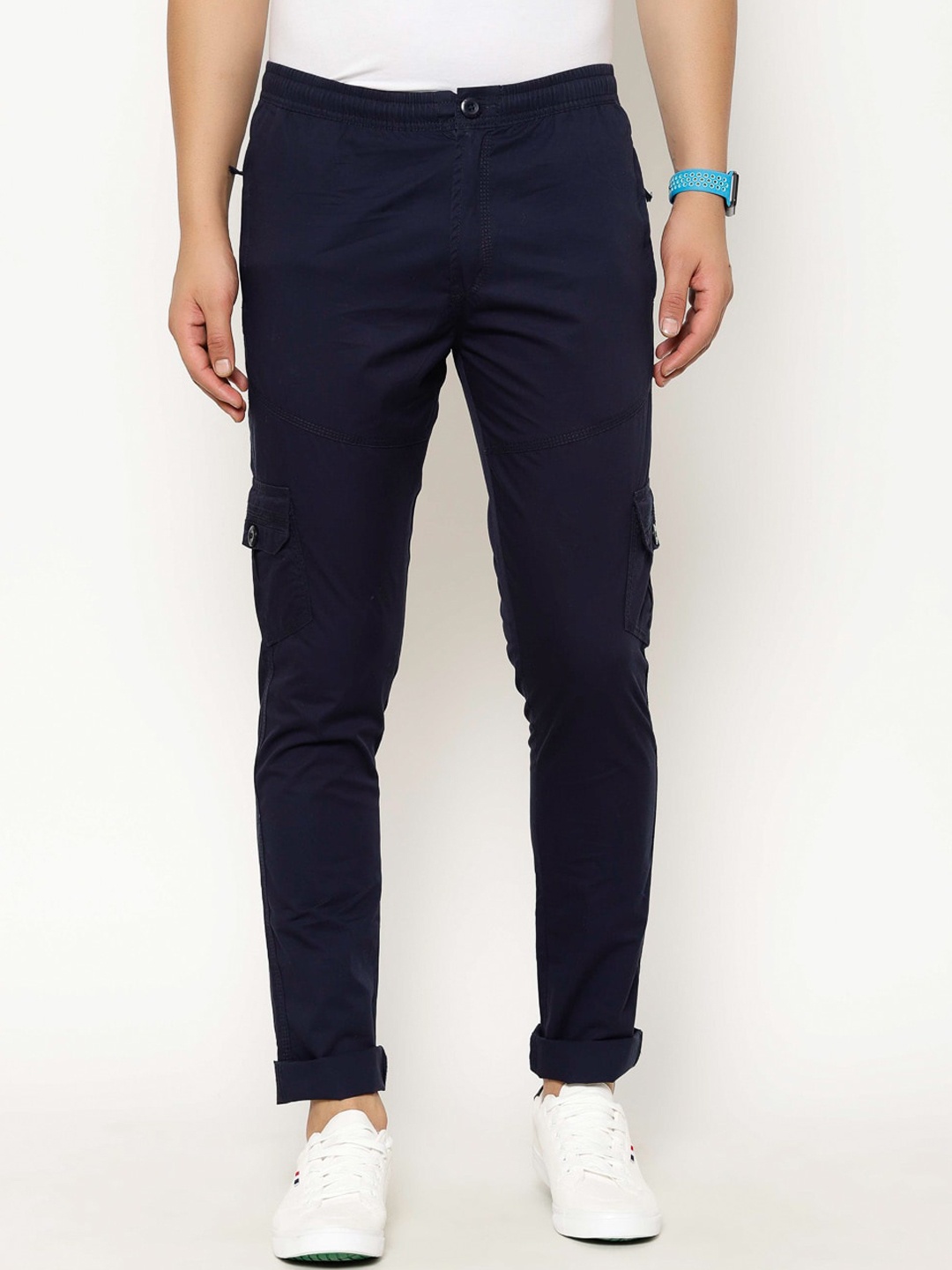 

SAPPER Men Regular-Fit Cotton Cargo Trousers, Navy blue