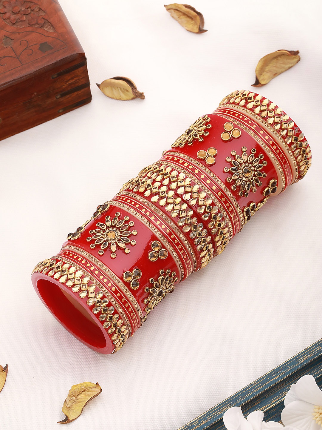 

Saraf RS Jewellery Set of 2 Gold-Plated AD Studded Bangles