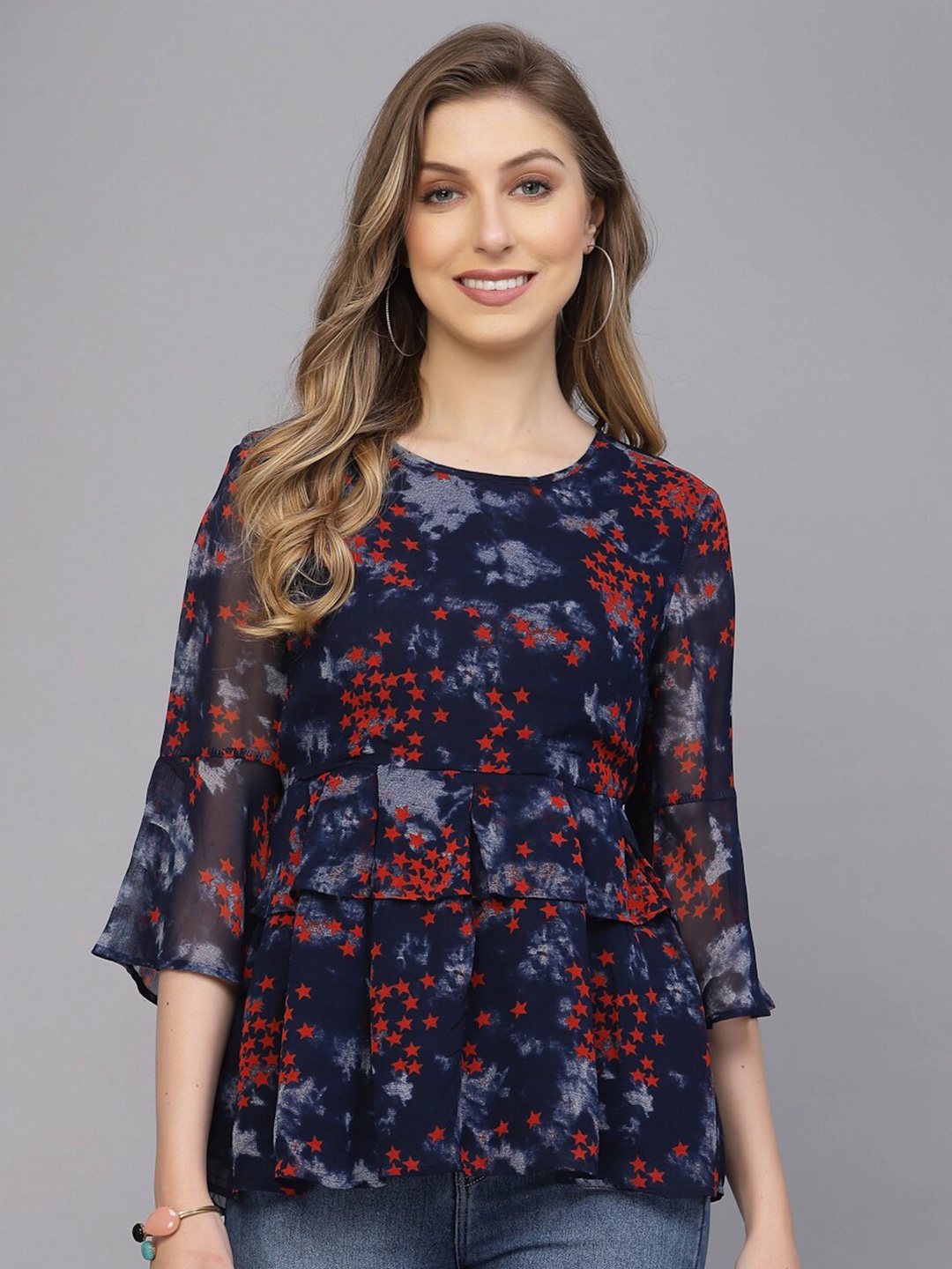 

VALBONE Conversational Printed Regular Top, Navy blue