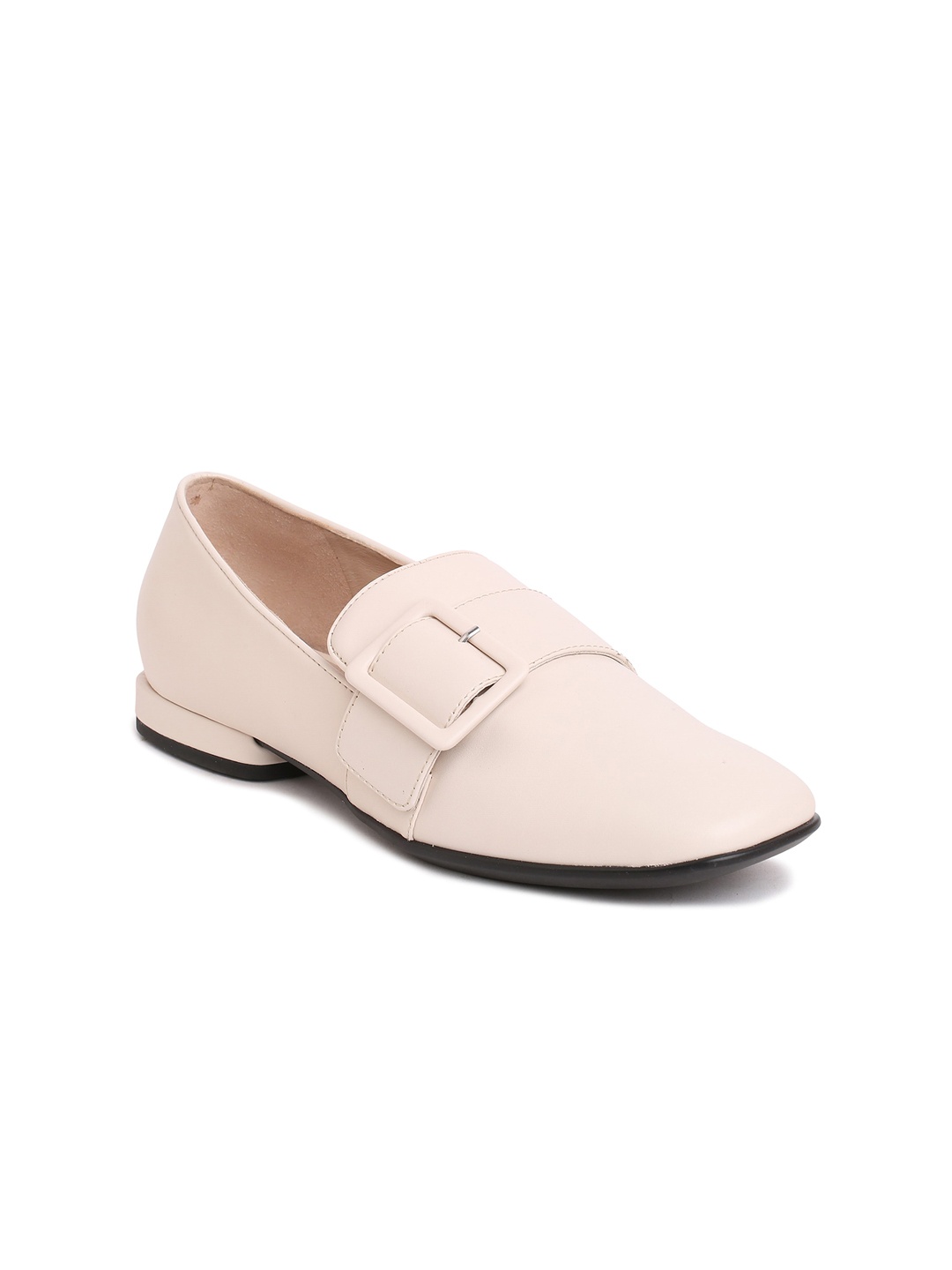 

ECCO Women Anine Squared Buckle Leather Loafers, Beige