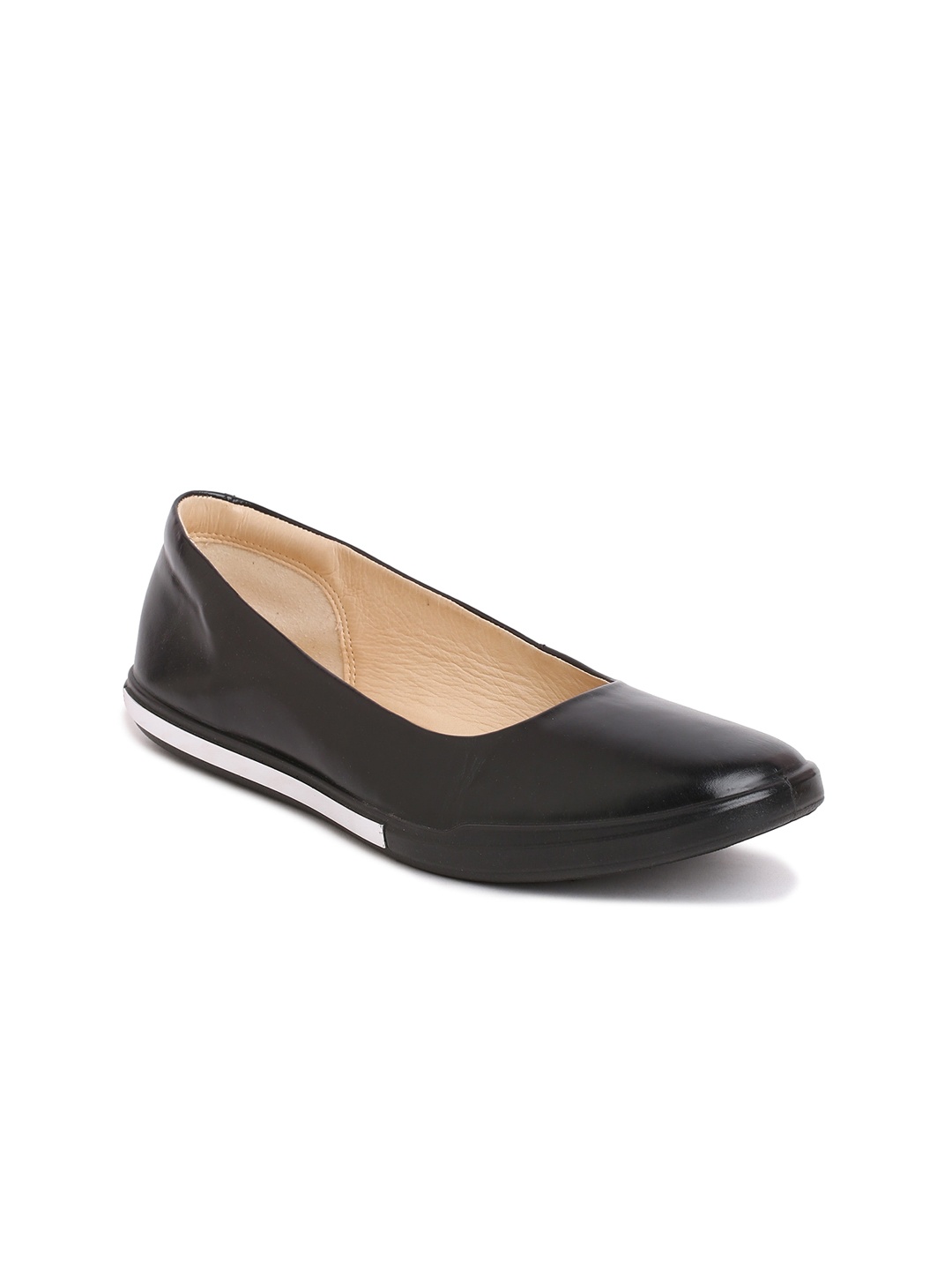 

ECCO Women Leather Slip On Ballerinas, Black