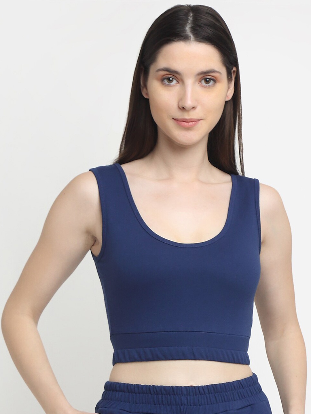 

EVERDION Tank Pure Cotton Crop Top, Blue