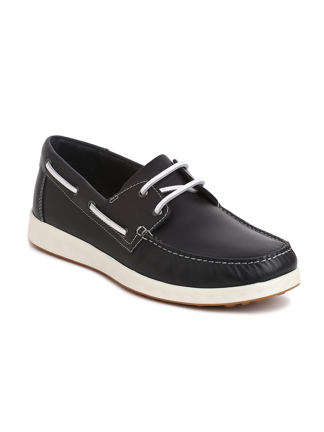 

ECCO Men Leather Boat Shoes, Navy blue