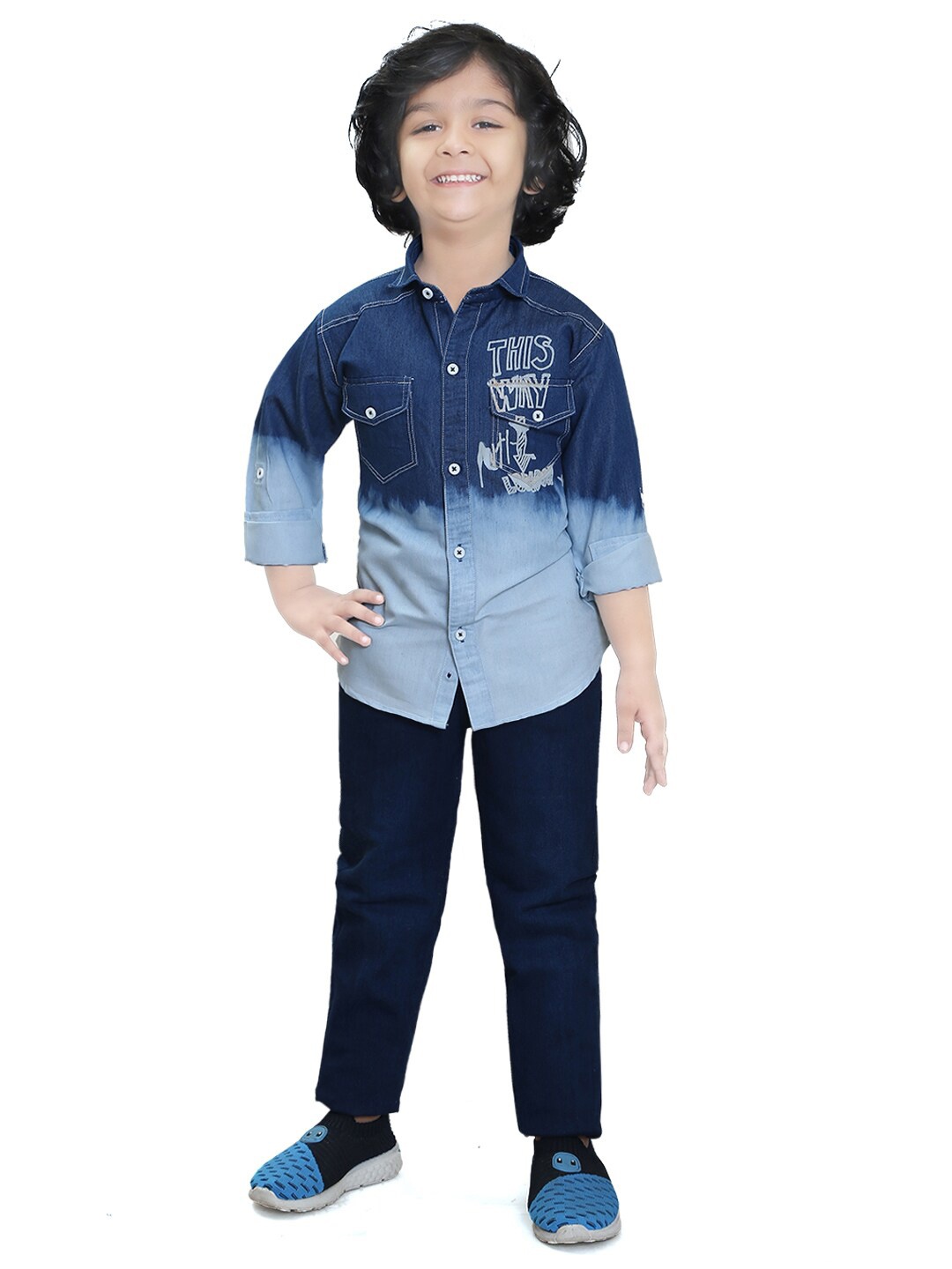 

TS TRENDS Boys Colourblocked Pure Cotton Clothing Set, Navy blue