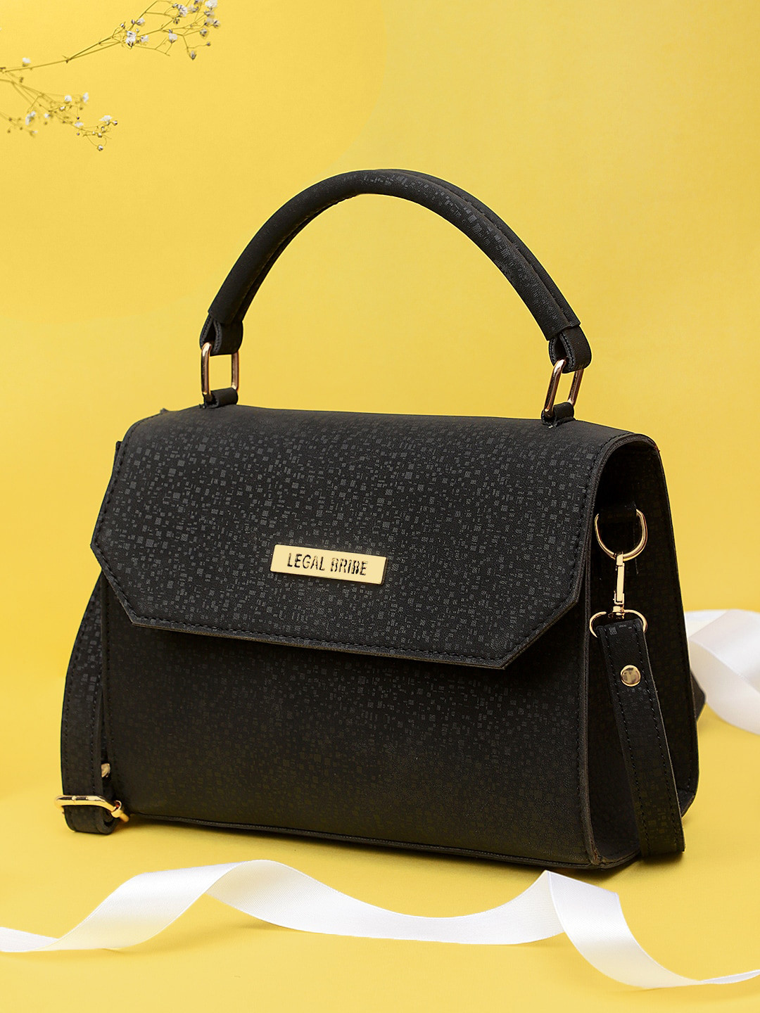 

LEGAL BRIBE PU Structured Satchel, Black
