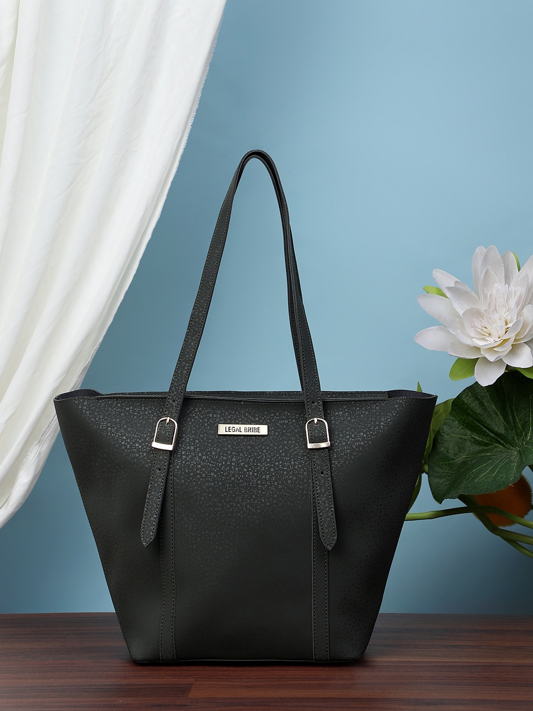 

LEGAL BRIBE Textured Shopper Shoulder Bag, Black