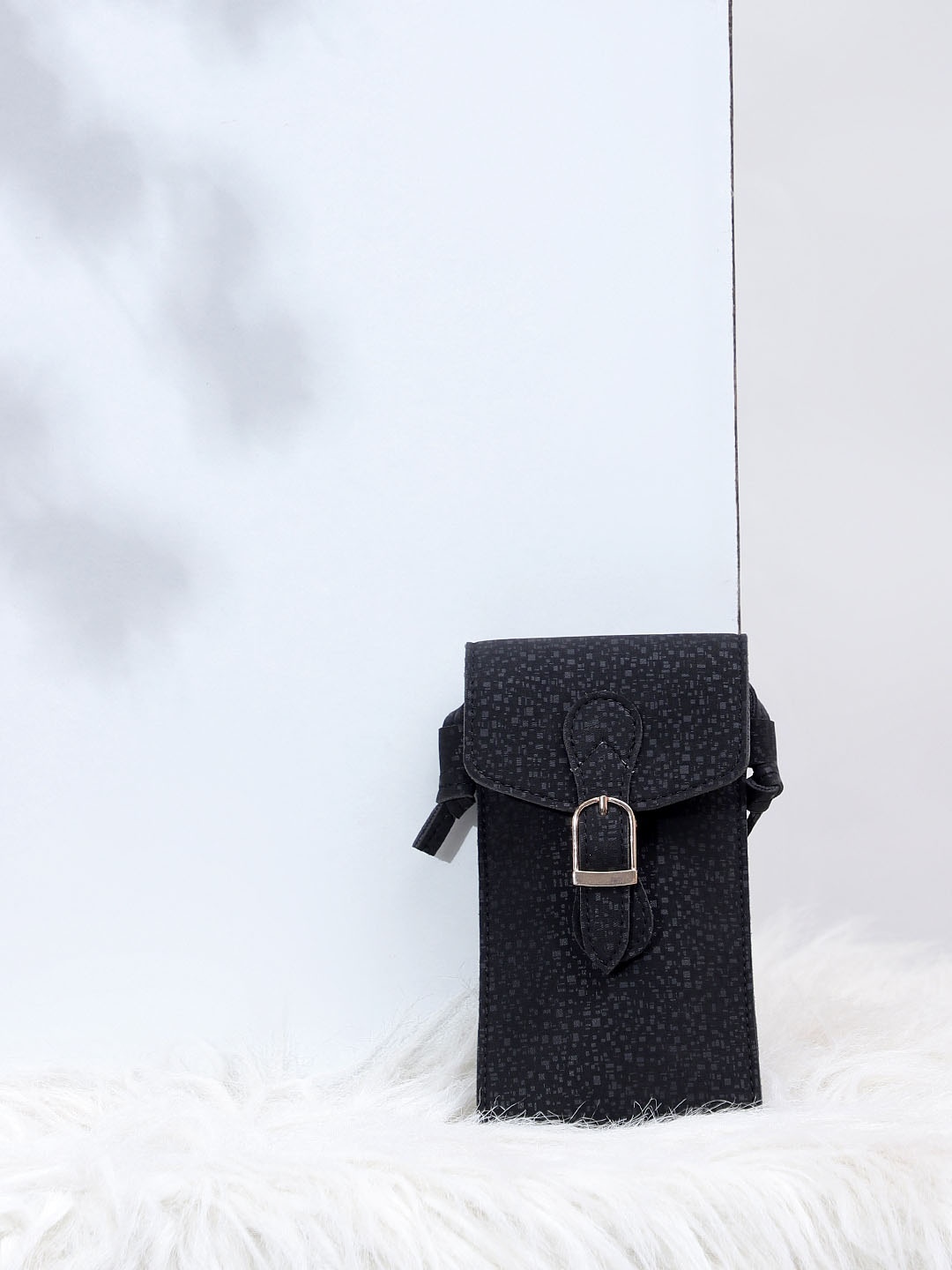 

LEGAL BRIBE Textured PU Structured Sling Bag, Black