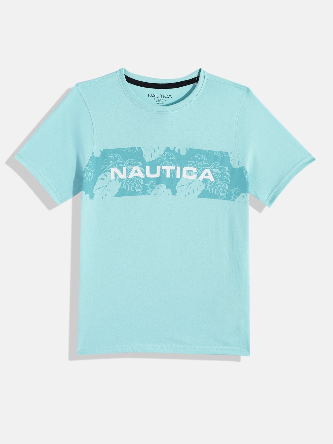 

Nautica Boys Blue Brand Logo Print Tropical Knitted Pure Cotton T-shirt