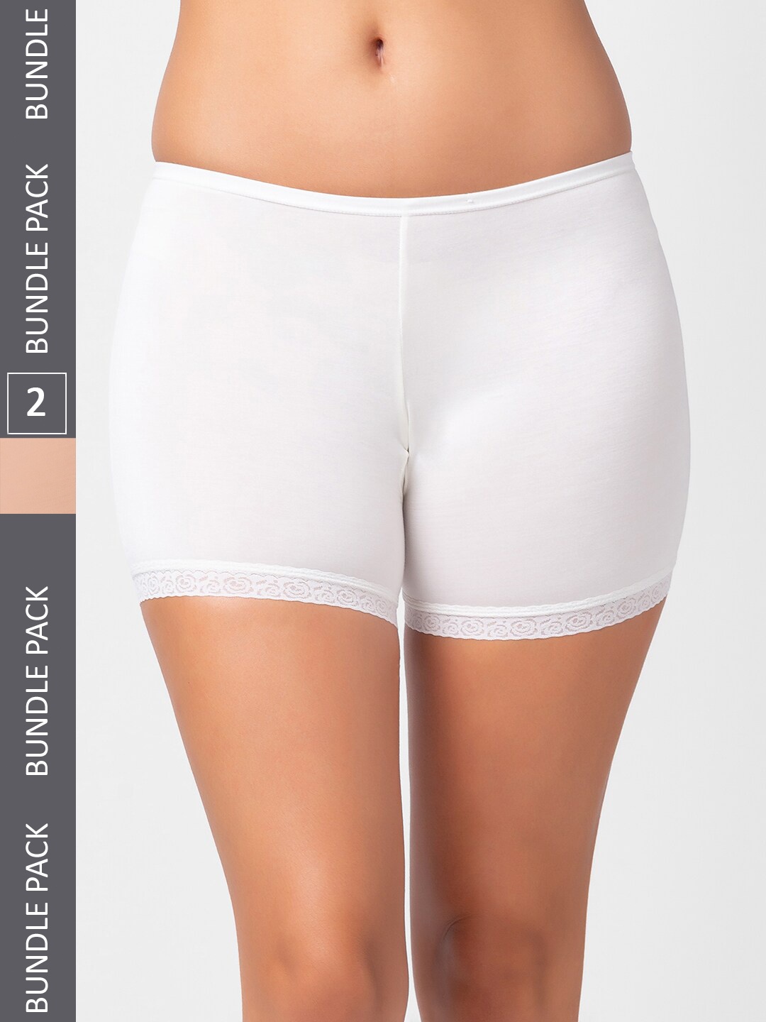 

FashionRack Women Pack Of 2 Mid-Rise Boy Shorts Briefs 2025_SSW, Beige
