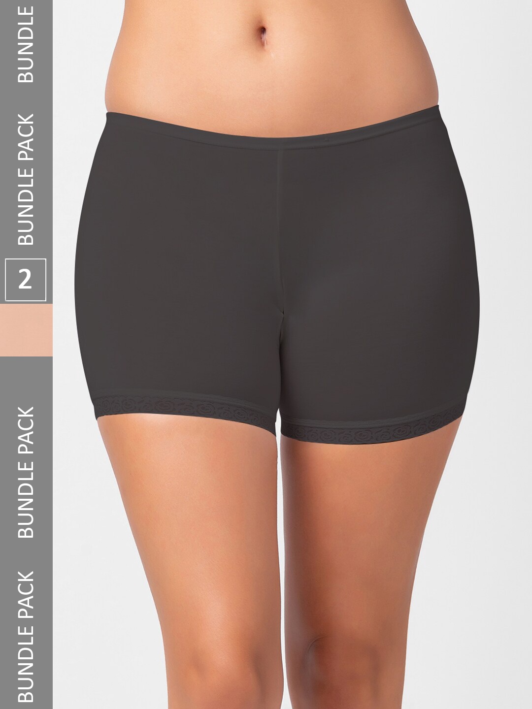 

FashionRack Women Pack Of 2 Cotton Mid-Rise Boy Shorts Briefs 2025_BSS, Black
