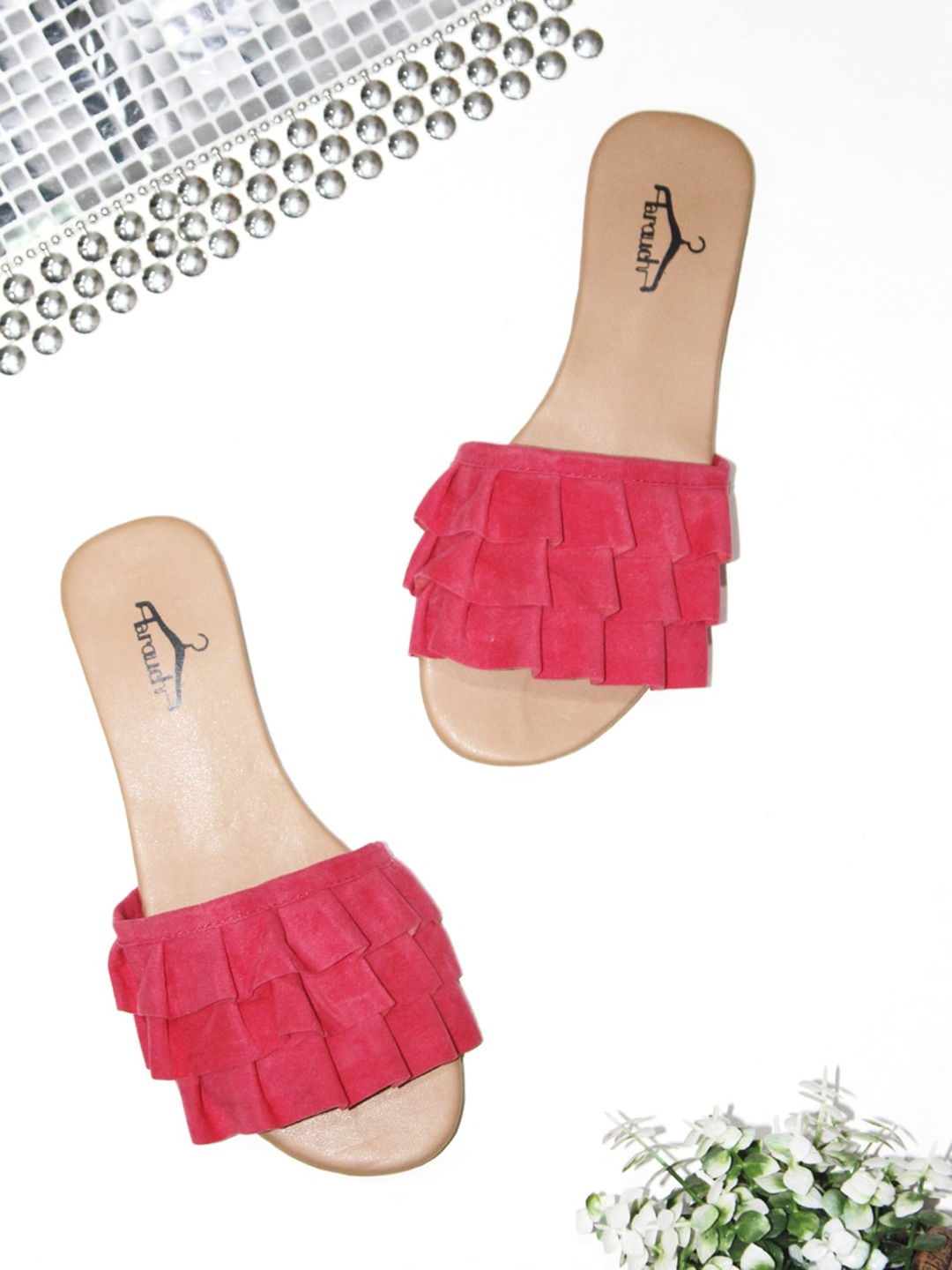 

Brauch Women Suede Open Toe Flats, Pink