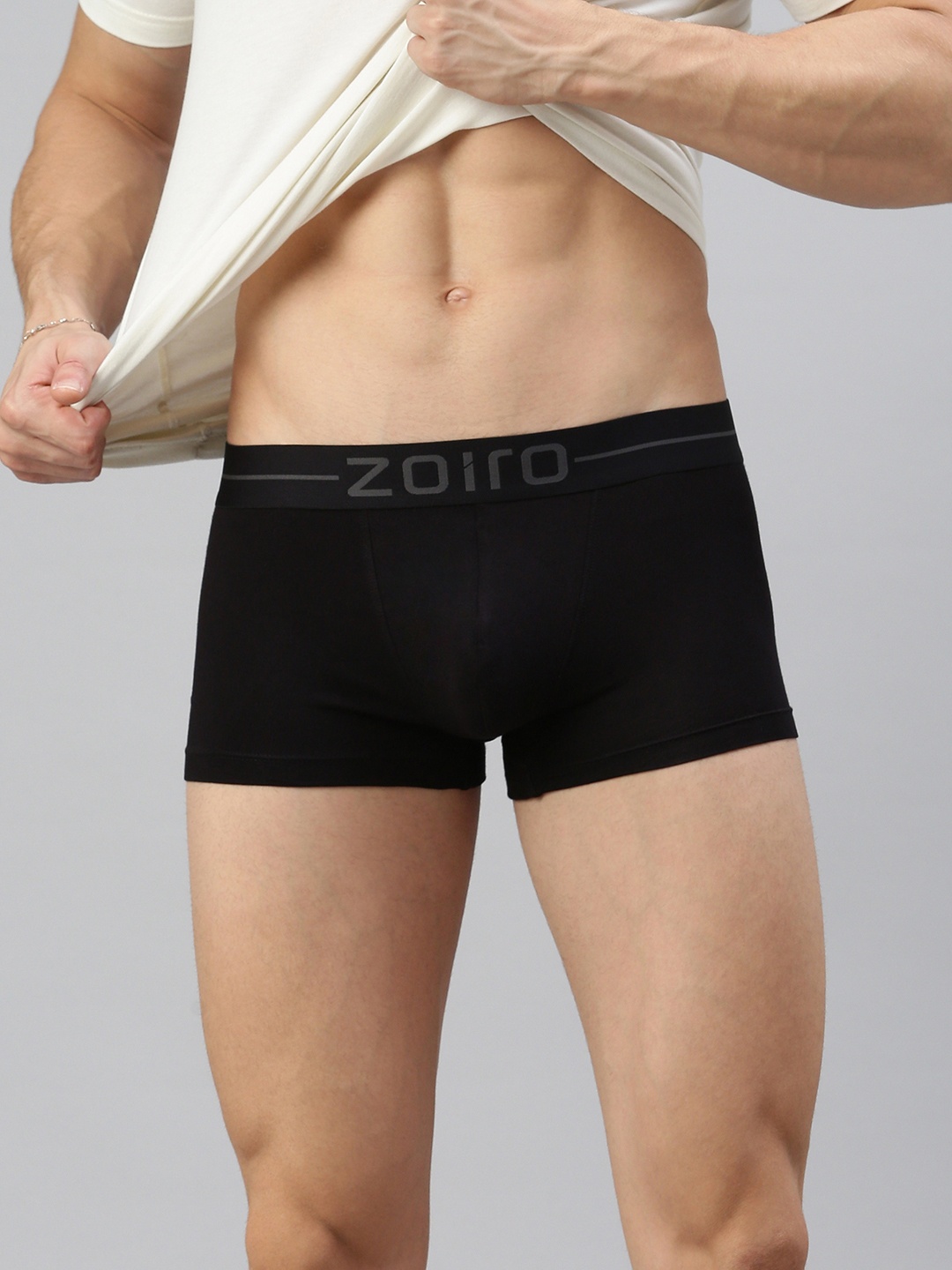 

Zoiro Men Outer Elasticated Short Trunk 2422, Black