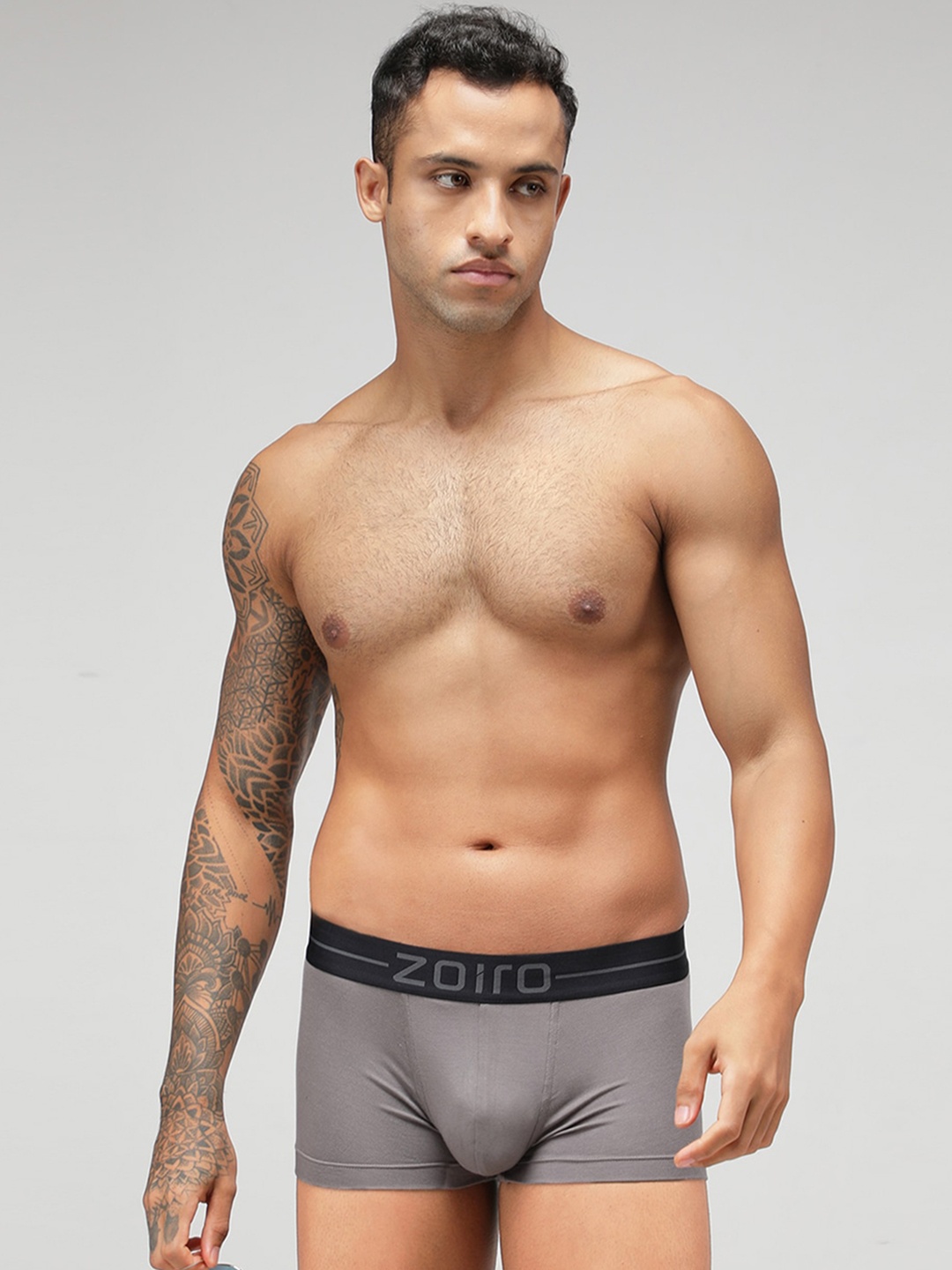 

Zoiro Men Outer Elasticated Modal Short Trunk 2422, Grey