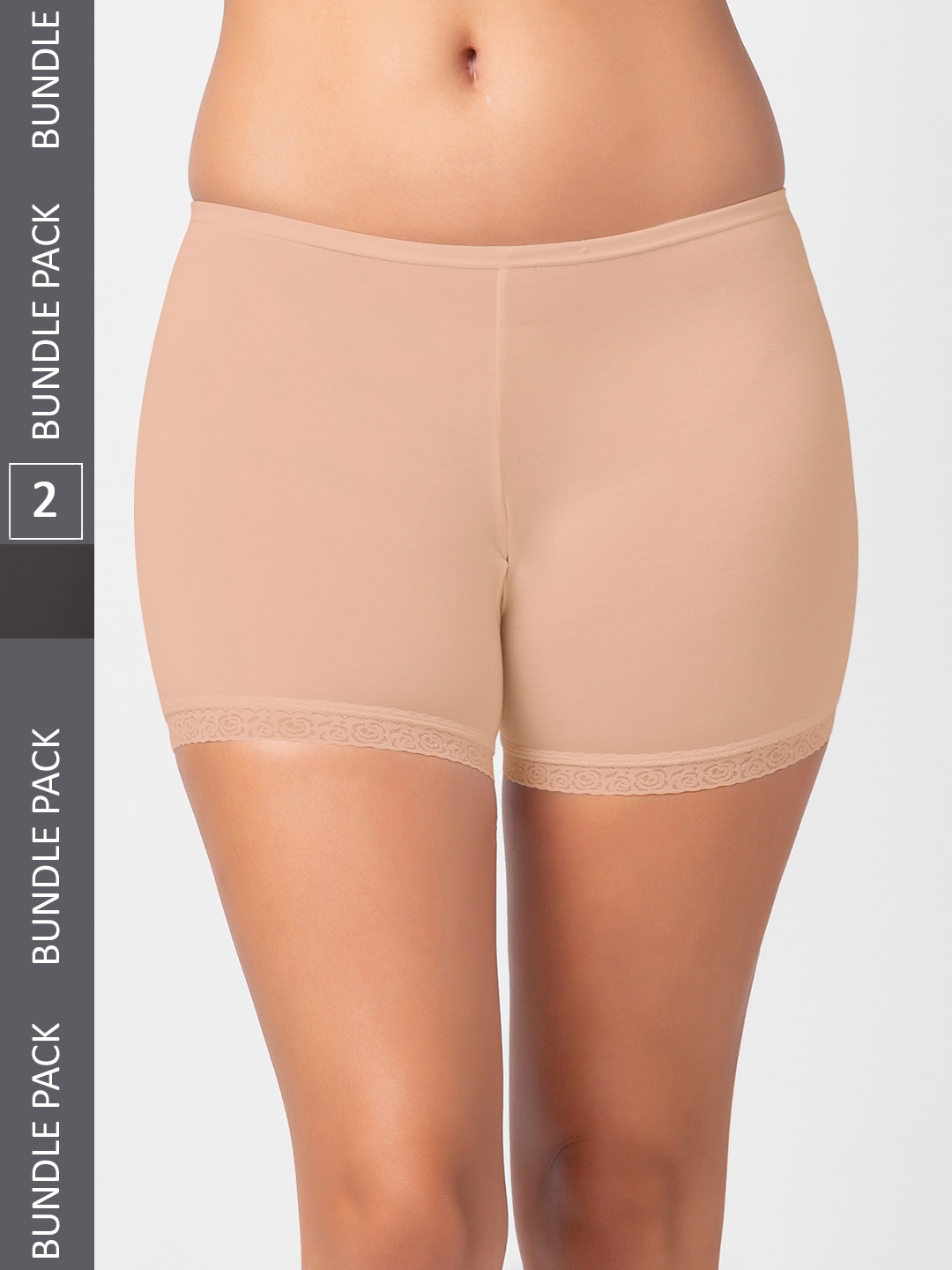 

FashionRack Pack Of 2 Cotton Boy Shorts Briefs 2025_BS-Black, Beige