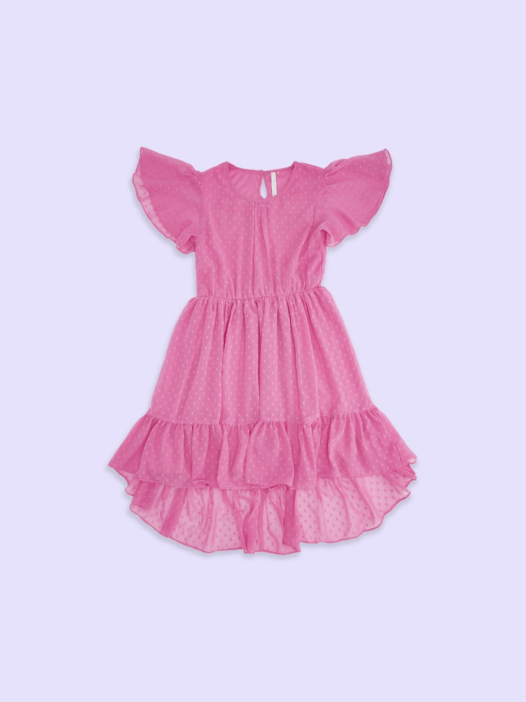 

Pantaloons Junior Girls Flutter Sleeves Fit And Flare Cotton Dress, Pink