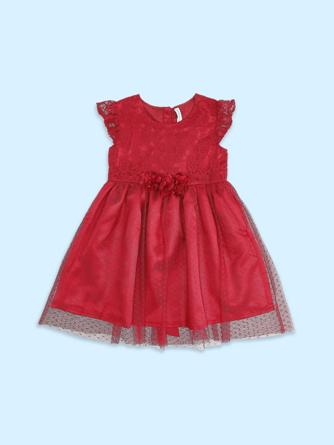 

Pantaloons Junior Girls Cap Sleeves Dress, Maroon