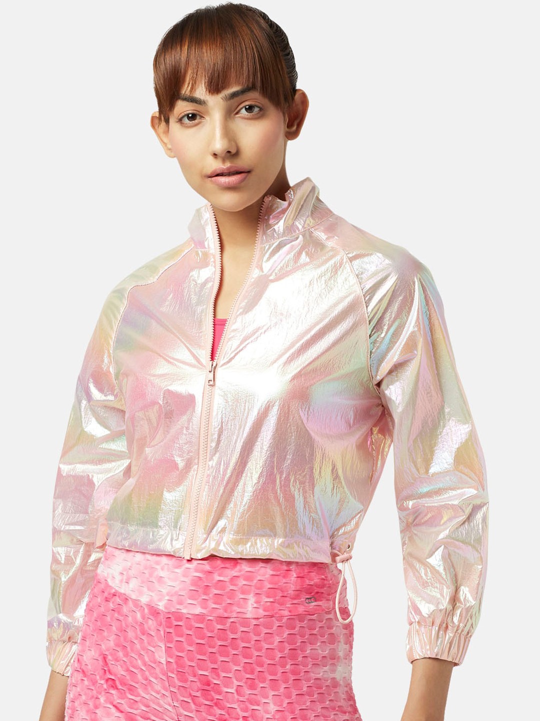 

Ajile by Pantaloons Women Crop Outdoor Sporty Jacket, Pink