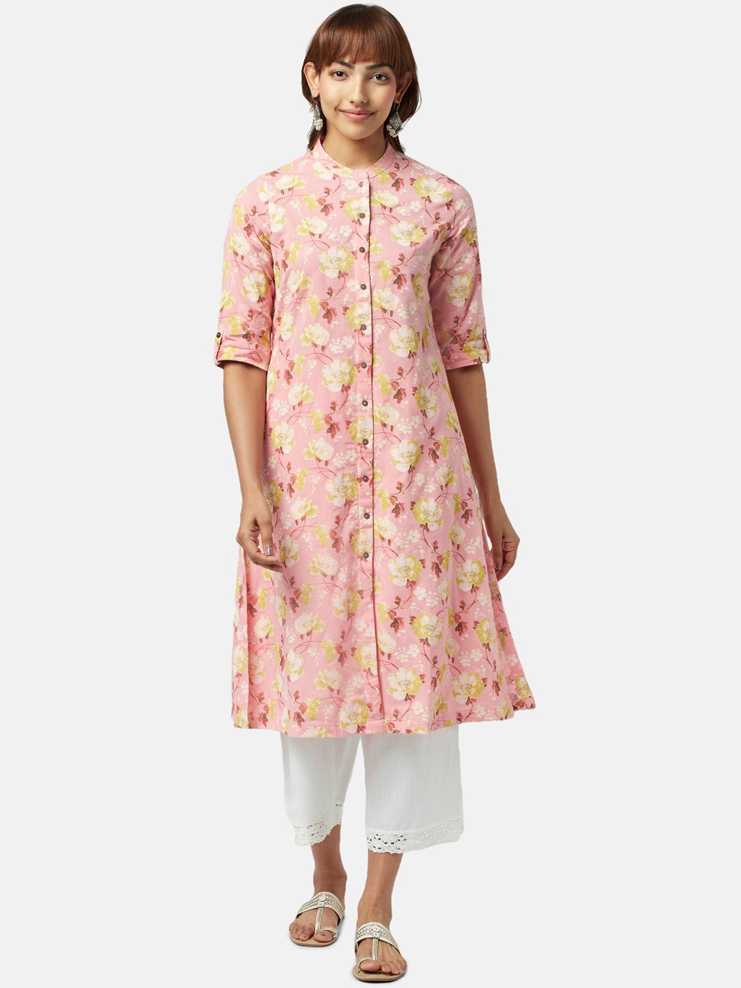 

RANGMANCH BY PANTALOONS Women Floral Printed A-Line Kurta, Pink