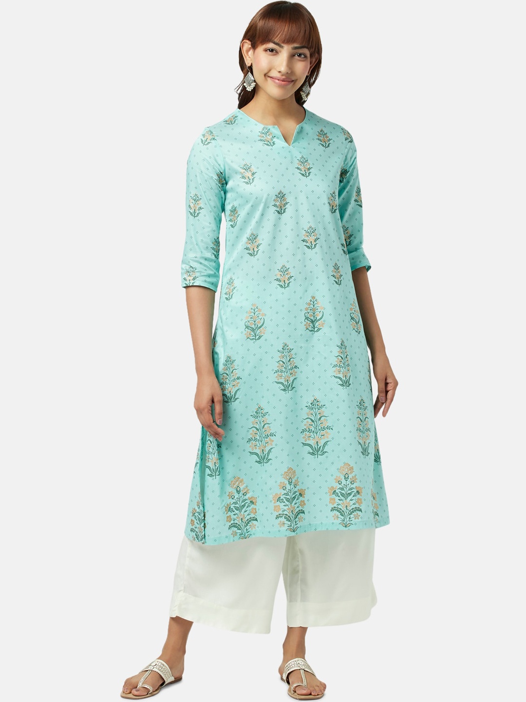 

RANGMANCH BY PANTALOONS Ethnic Motifs Printed Indie Prints Kurta, Blue